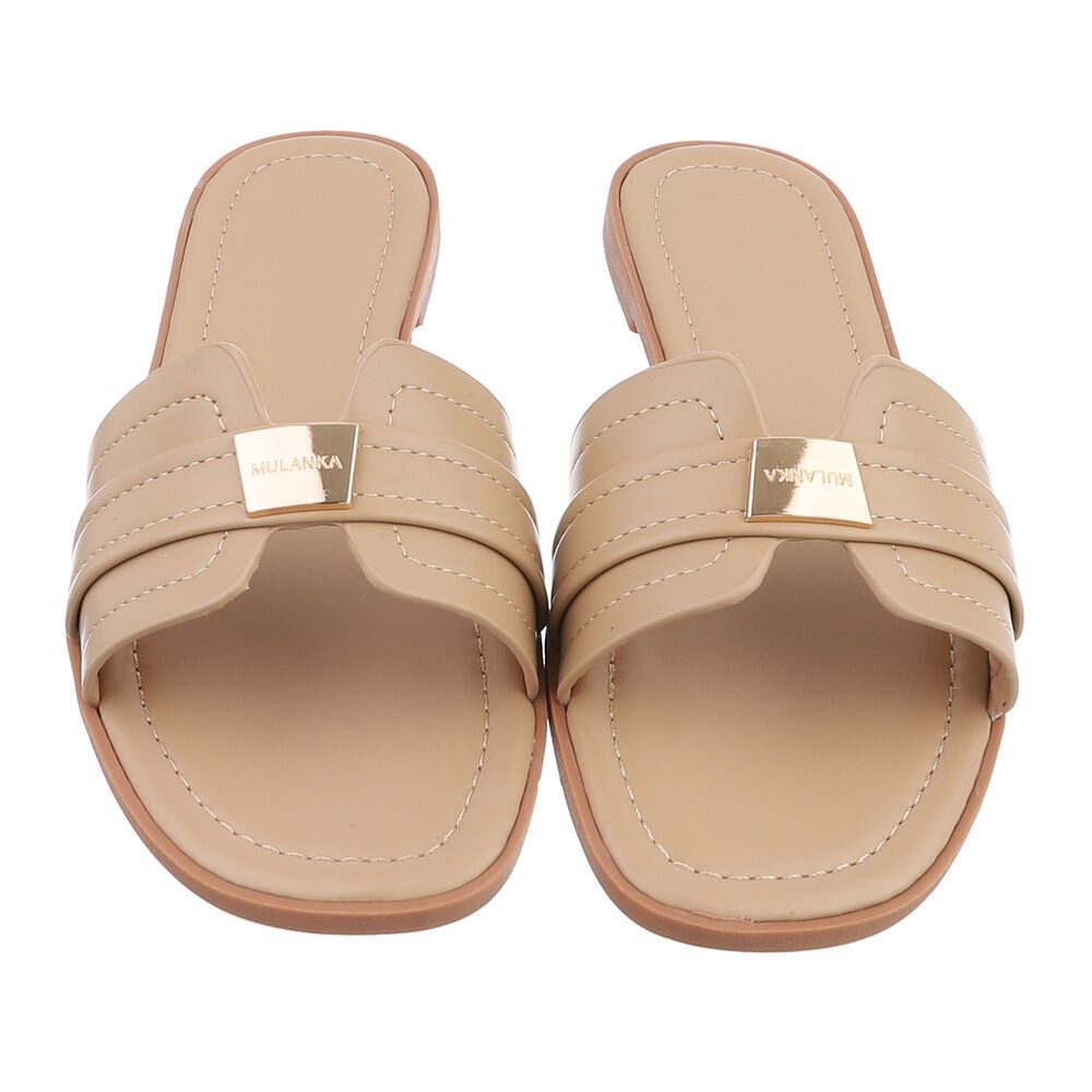 Ital-Design Elegante Sandaletten für entspannte Tage Pantolette (89322957) Blockabsatz Pantoletten in Hellbraun – Bild 4 von 5