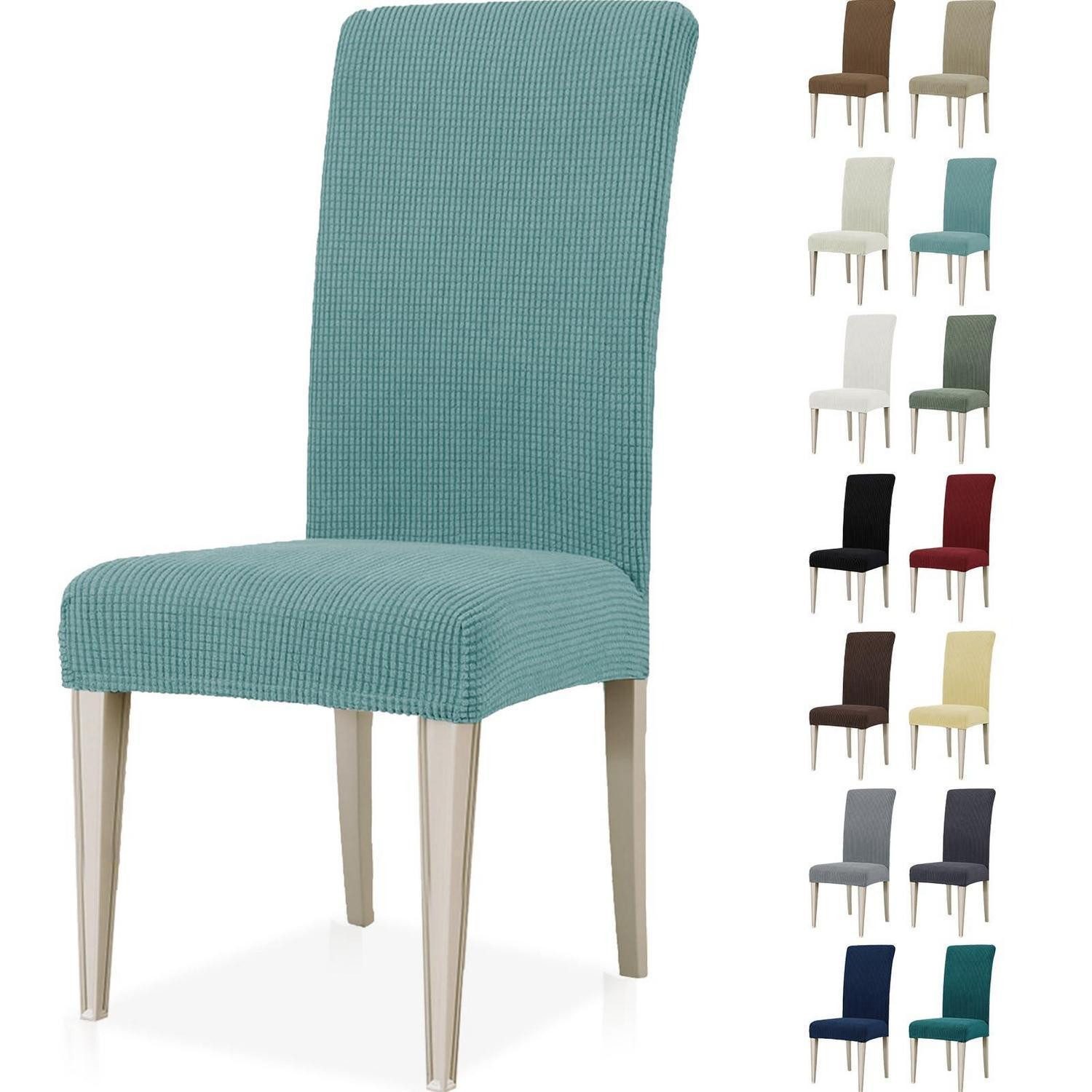 Stuhlbezug Stuhlhusse Stretch Waschbar Universal Bankett Hellblau 2er Set