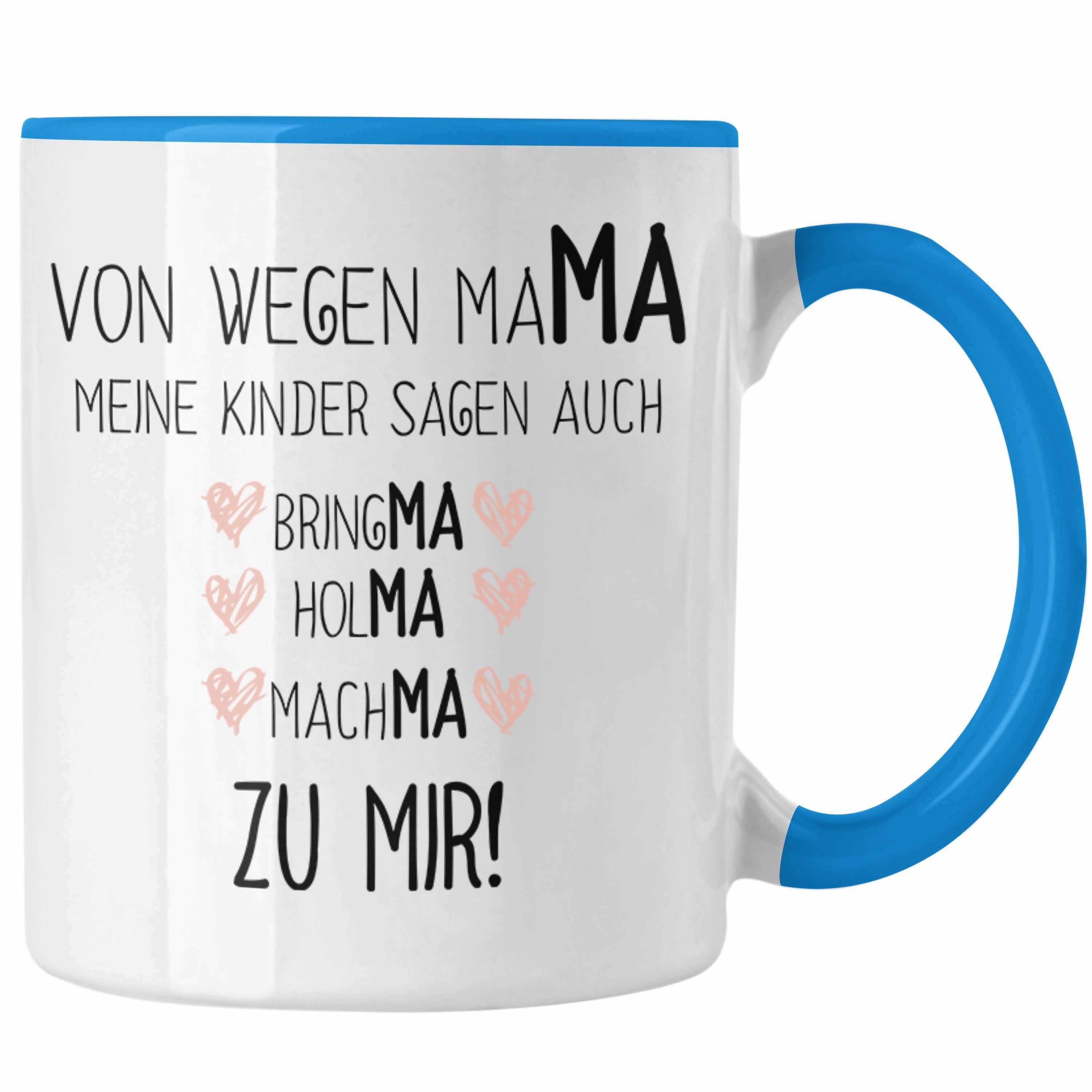 Trendation Tasse Trendation - Mama Tasse mit Spruch Geschenk Muttertag von Tochter Sohn Mutter Kaffeetasse Blau