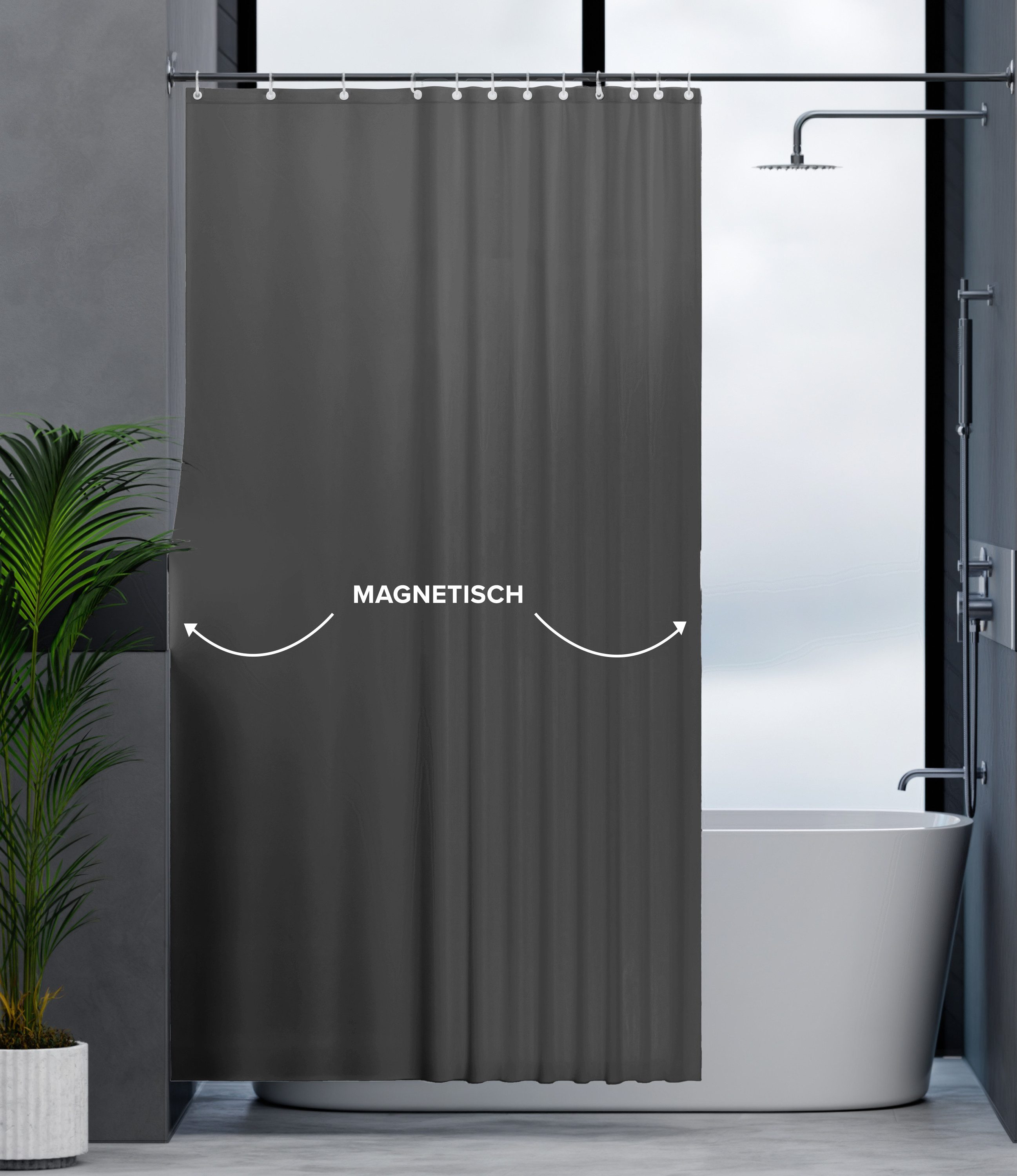 ovimar Duschvorhang Breite 120.00 cm (1-tlg), aus Polyester in Dunkelgrau z günstig online kaufen