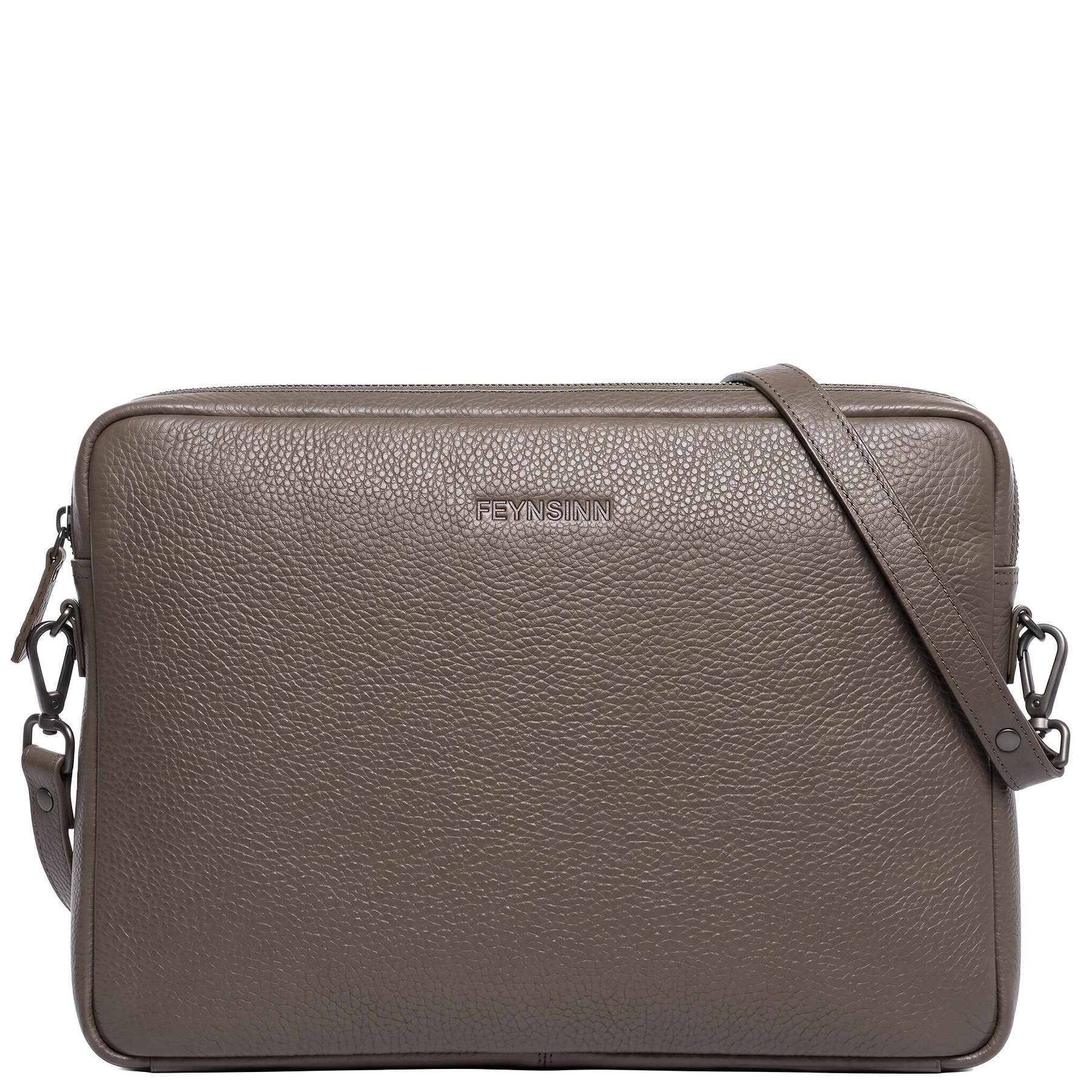 FEYNSINN Umhängetasche echt Leder Aktentasche VANJA 15 Zoll Laptop Fach Business Bag, Laptophülle 15 Zoll, Notebookhülle Echtleder Damen taupe