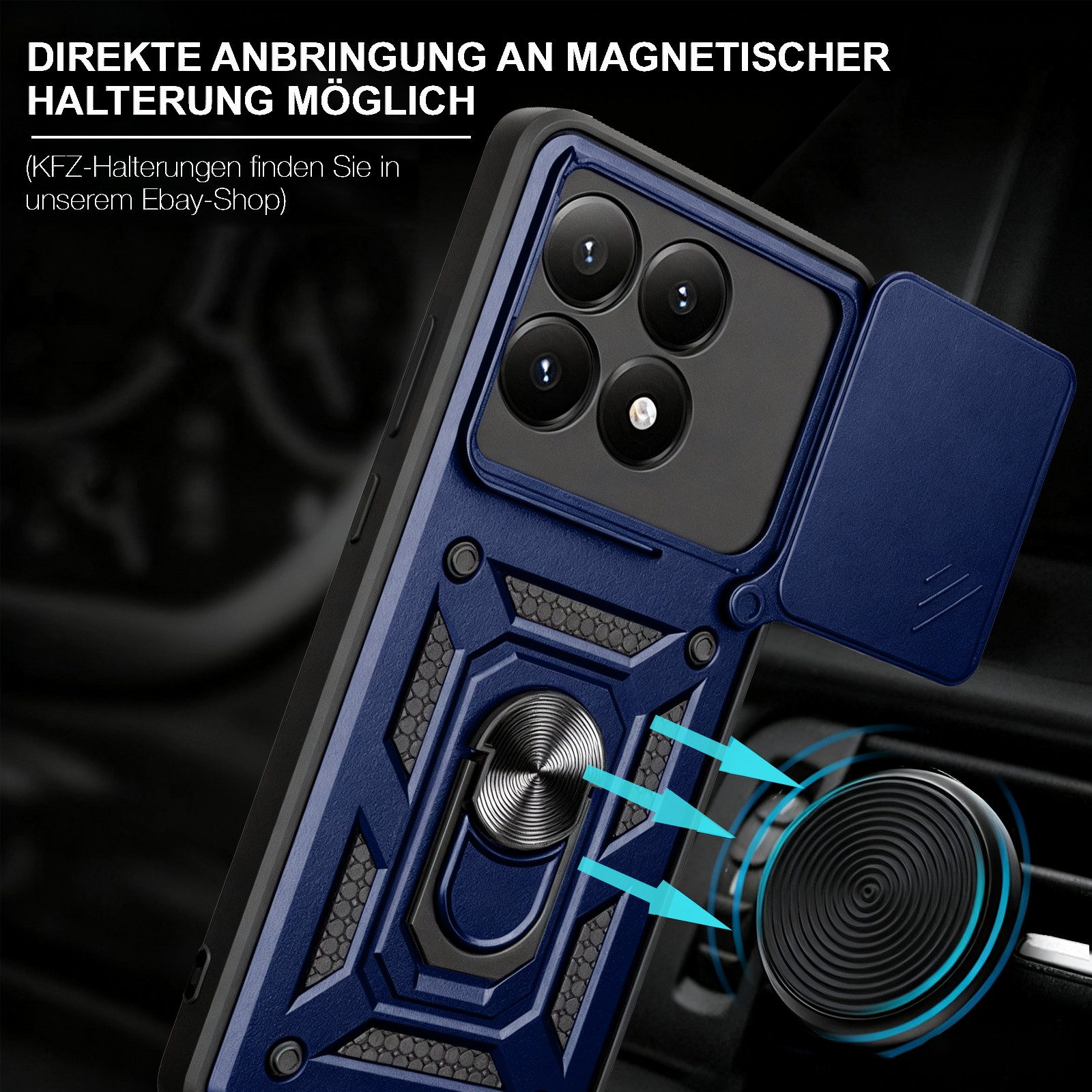 betterfon Handyhülle Panzerhülle für Xiaomi 17 Handyhülle Kameraschutz Ringhalter, Outdoorhülle mit Smartstand Kameraschutz und Silikonkern – Bild 3 von 5