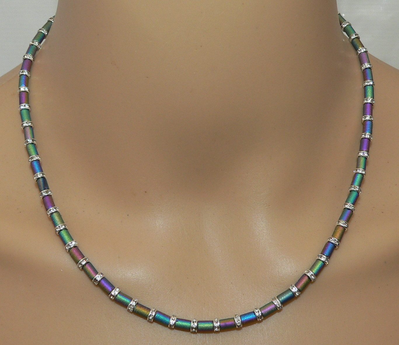 traumschmuck Collier 328d Halskette Glaswalzen diamantisiert multicolor mat günstig online kaufen
