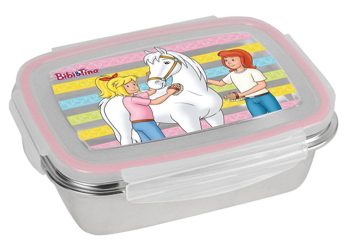 Geda Labels GmbH Lunchbox Bibi und Tina Freunde, Edelstahl, (1-tlg), Rosa, 850 ml, spülmaschinengeeignet (Nur Behälter, ohne Deckel)