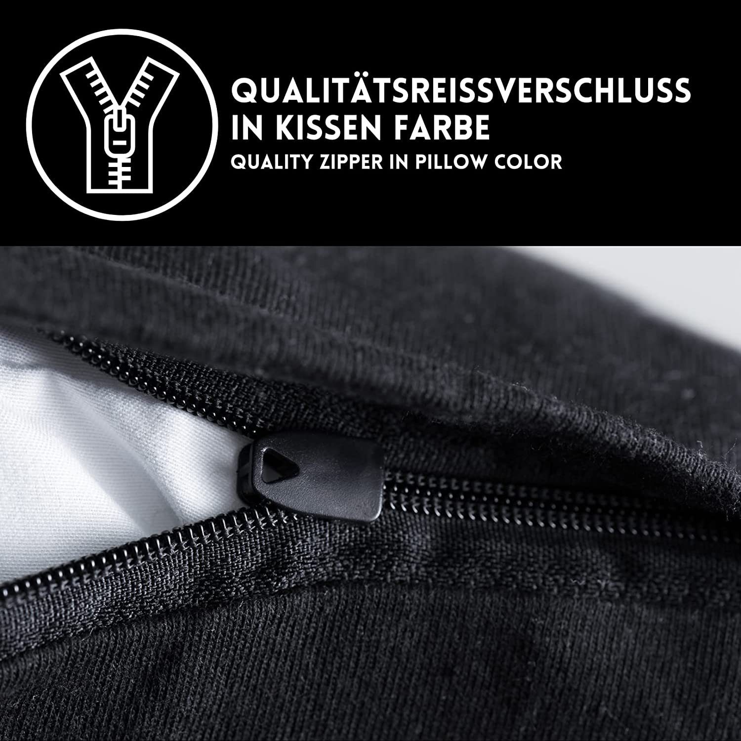Hometex Premium Textiles Kissenbezug aus Jersey Baumwolle im Doppelpack, Kissen-Bezug mit Reißverschluss