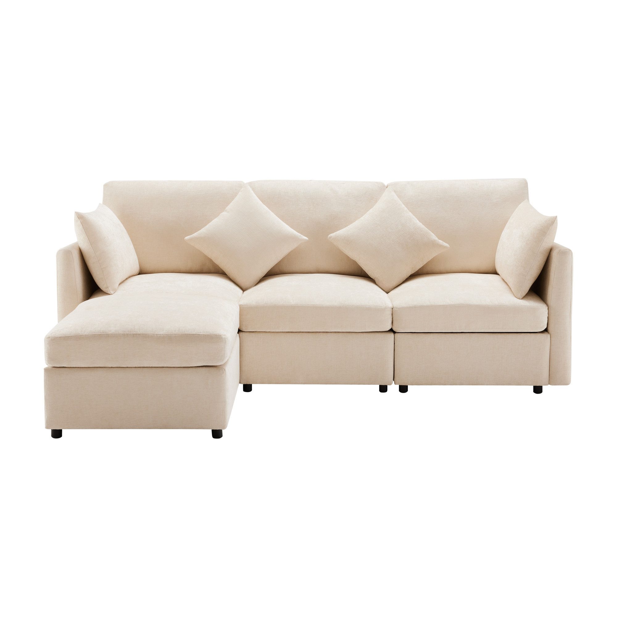 Merax Ecksofa mit Fußhocker und 4 günstig online kaufen