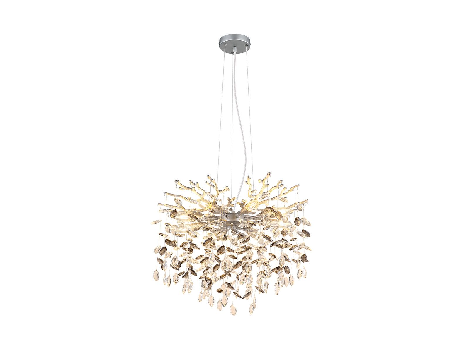 GLOBO LIGHTING LED Kronleuchter mit Kristall 2-farbig Ø 60cm, Dimmfunktion, LED wechselbar, Warmweiß, ausgefallene Pendelleuchte groß für Esstisch, Esszimmer-Lampe hängend