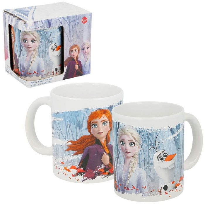 Disney Frozen Kindergeschirr-Set Keramik Tasse Disney Frozen II 325 ml Henkel-Becher in Geschenkbox Porzellan