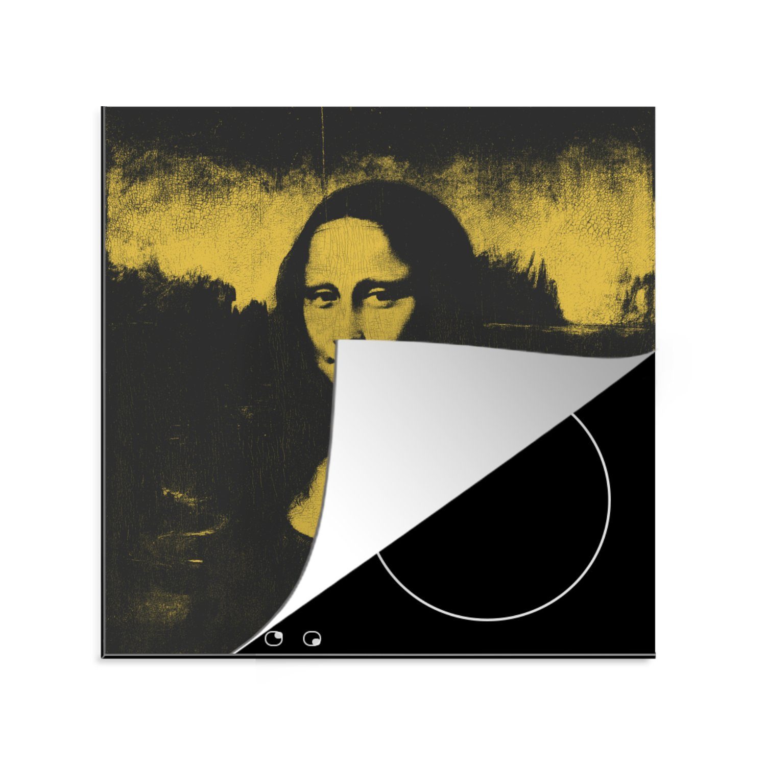 Mona Kunst, - Arbeitsplatte Herdblende-/Abdeckplatte (1 für tlg), 78x78 cm, da - Leonardo Vinci Vinyl, MuchoWow Ceranfeldabdeckung, Lisa küche