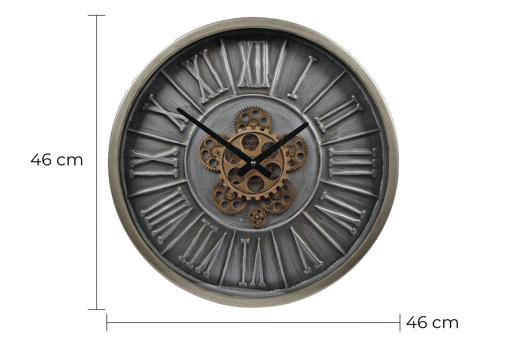 Wanduhr sichtbarem und Rivanto Stahl Hamburg Uhrwerk, Ziffern) römische (Radaruhr mit gestanzter