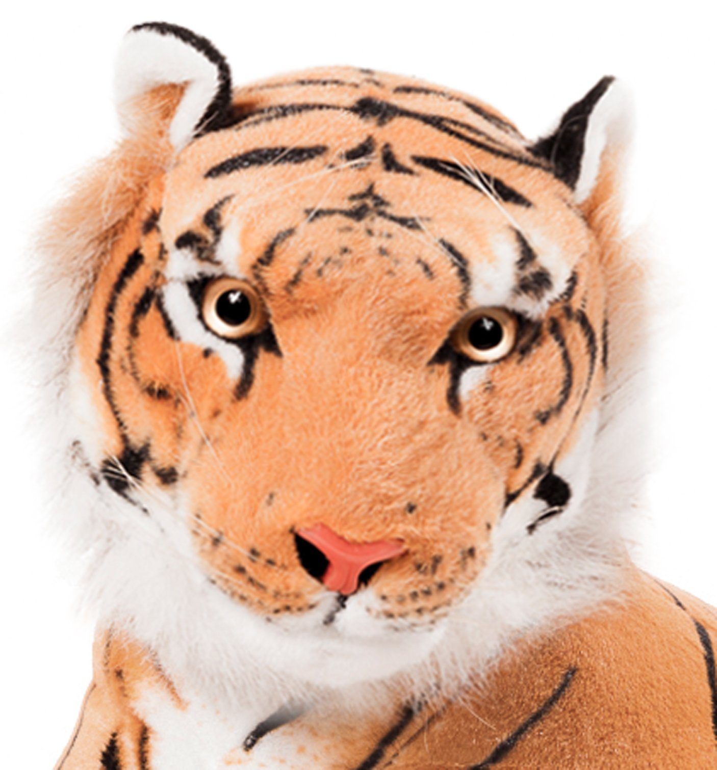 110 cm inkl Tiger liegend weiß  ca 60 cm Schwanz Plüschtier Plüschtiger 