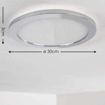 hofstein Deckenleuchte »Gleris« rundes Deckenpanel mit Glitzer-Effekt aus Metall in chrom, 18 Watt, 1200 Lumen, über Lichtschalter in 3 Stufen dimmbar, IP44