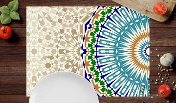 Platzset, Tischset, Platzset abwaschbar - Farbiges Mosaik - aus Premium Vinyl (Kunststoff - BPA-frei) - 4 Stück - 44 x 32 cm - rutschfeste Tischdekoration!, cover-your-desk.de, (4-St)