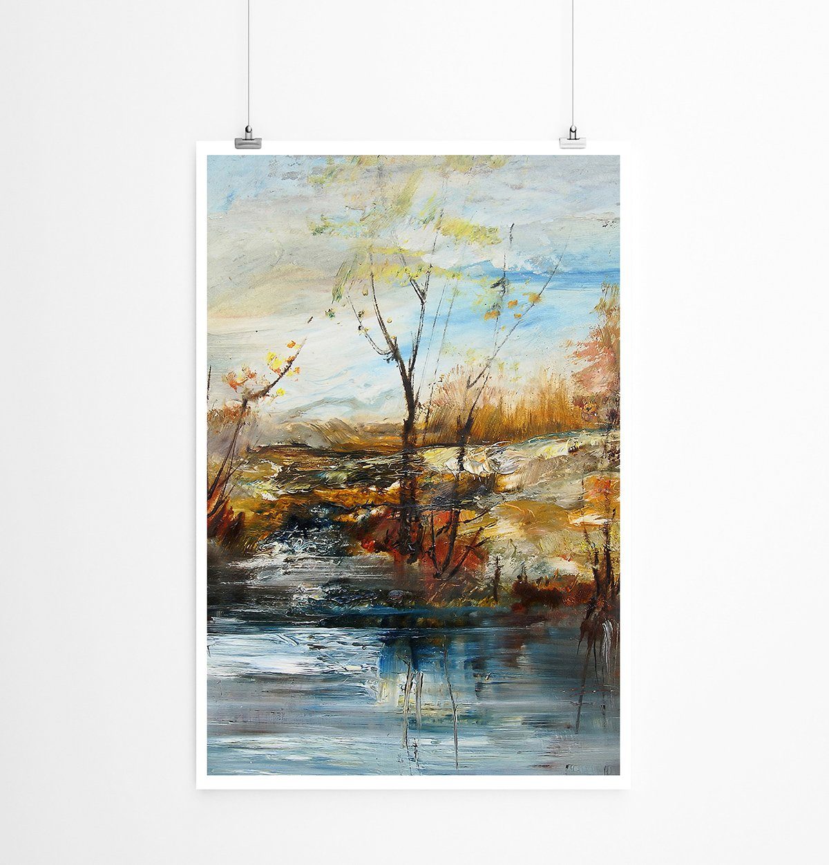 Sinus Art Poster 90x60cm Poster Bild - Bäume am Wasser