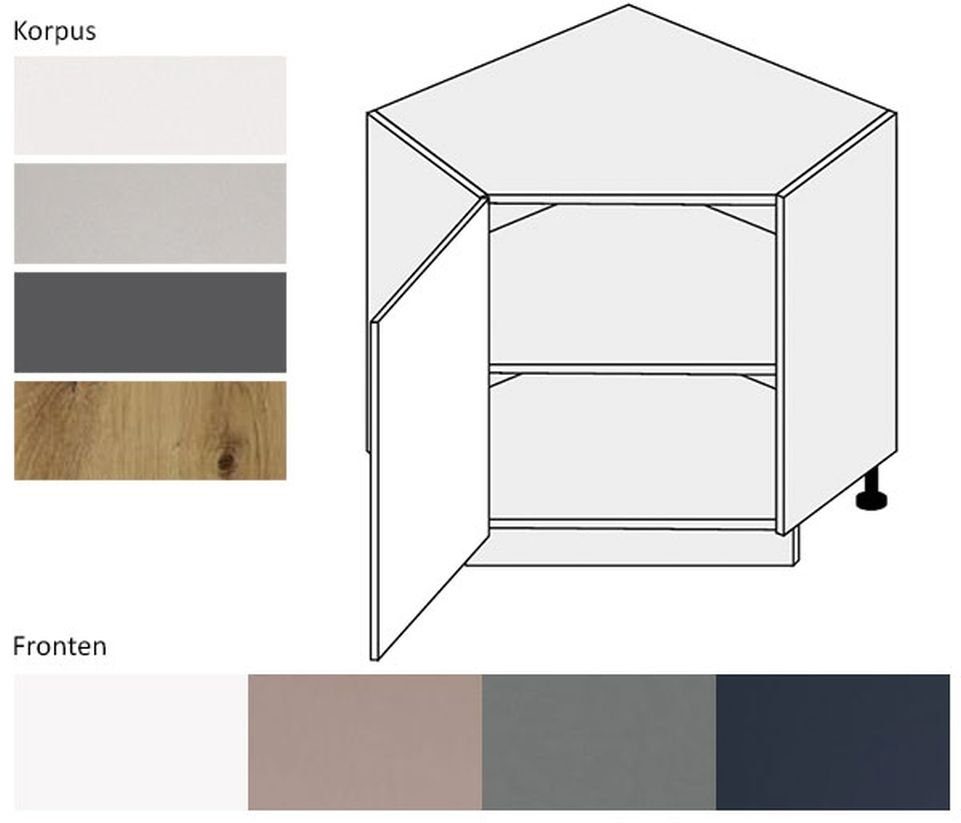 Feldmann-Wohnen Eckunterschrank Bonn B/T/H: 84cm / 84cm / 82cm Korpus eiche artisan matt / Front dust grey matt