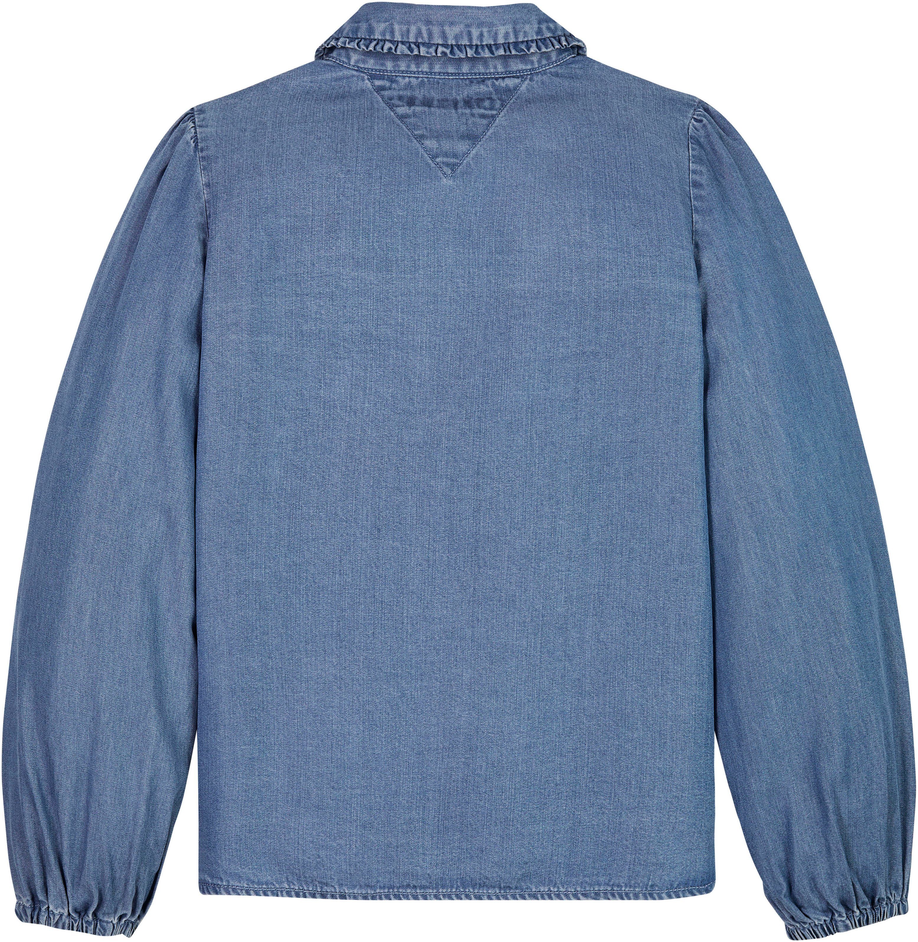 im Klassische TENCEL Bluse Hilfiger Denim-Style RUFFLE COLLAR Tommy SHIRT