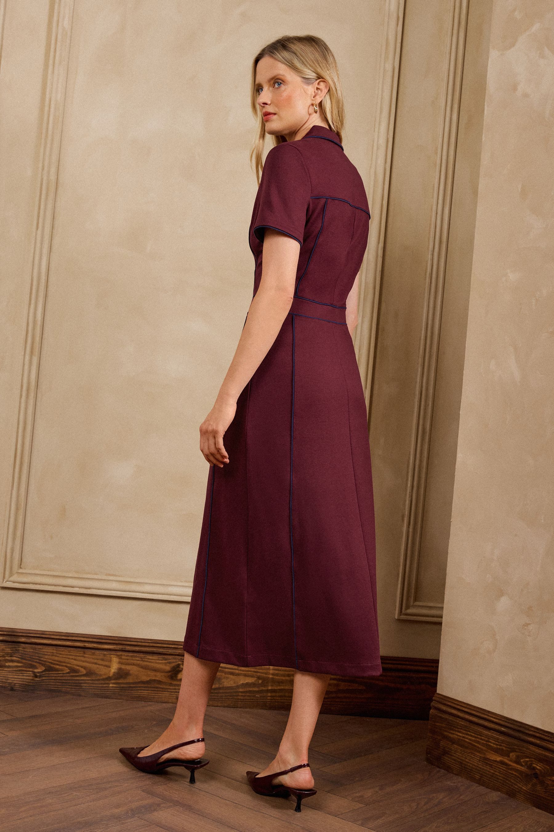 Love & Roses Midikleid Love & Roses Kurzärmeliges Midi-Bleistiftkleid (1-tlg)