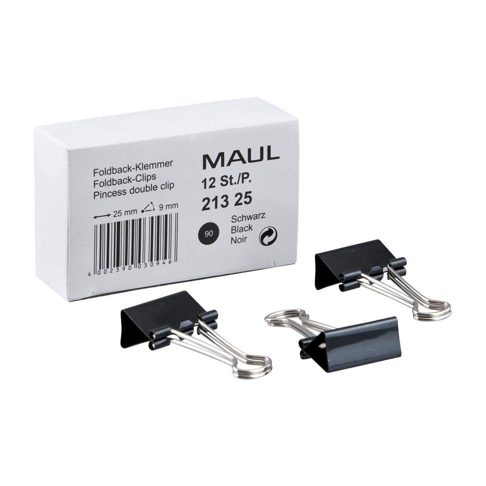 Maul MAUL Foldback-Klammer, Klemmweite: Tintenpatrone 9 mm, (B)25 mm schwarz