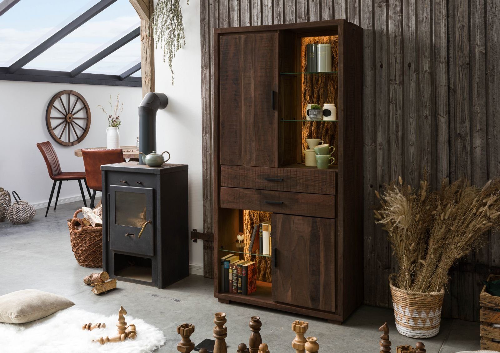 Massivmoebel24 Dreh-/Schwebetürenschrank #203 (Massivholz Akazie 88x40x180 günstig online kaufen