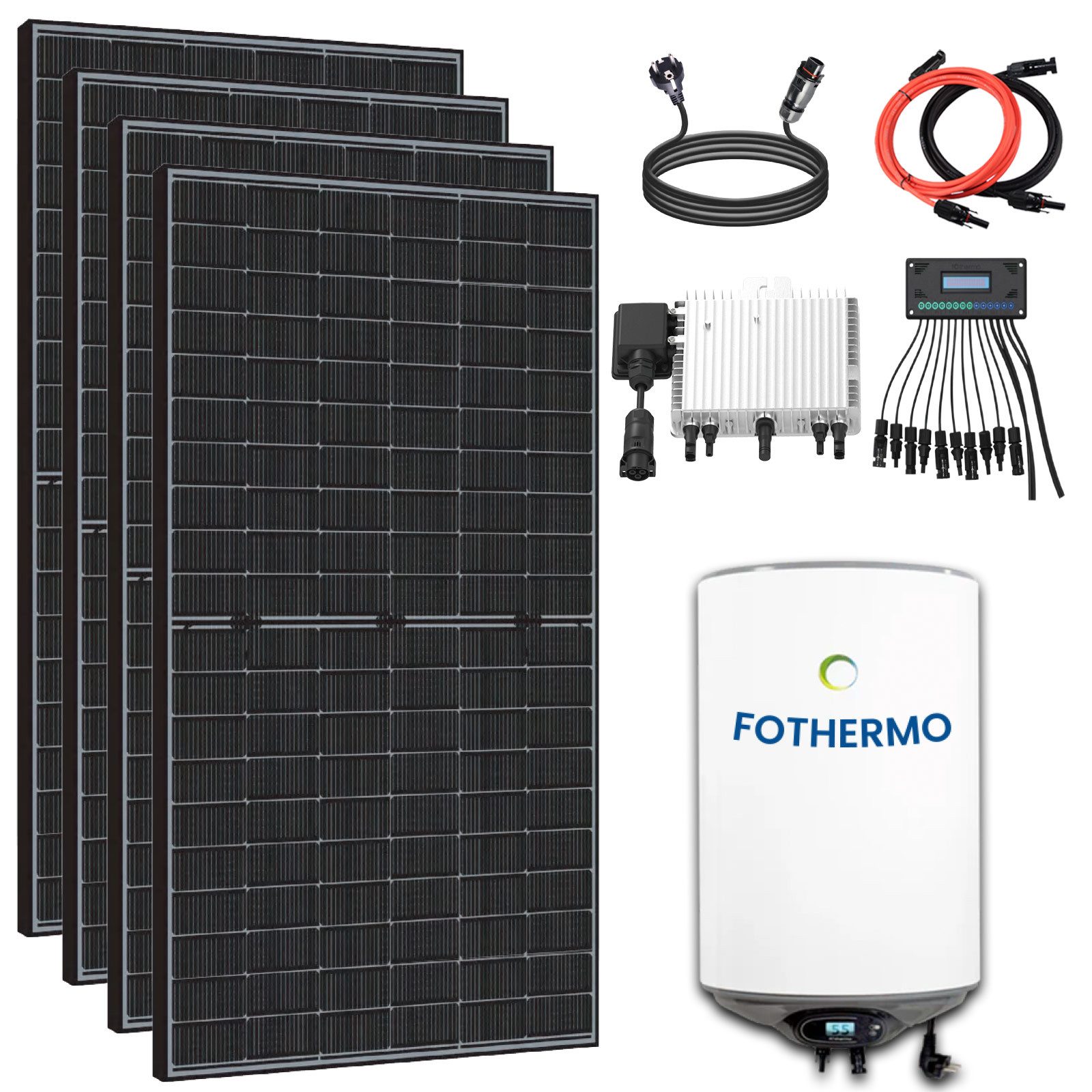 Stegpearl Balkonkraftwerk 1760W Komplettset mit 80L Hybrid-Solarboiler & Umschaltgerät, 1760,00 W, Monokristallin, (4x 440W Bifazial Module, DEYE 800W WIFI Wechselrichter), Smart Plug & Play PV-Anlage