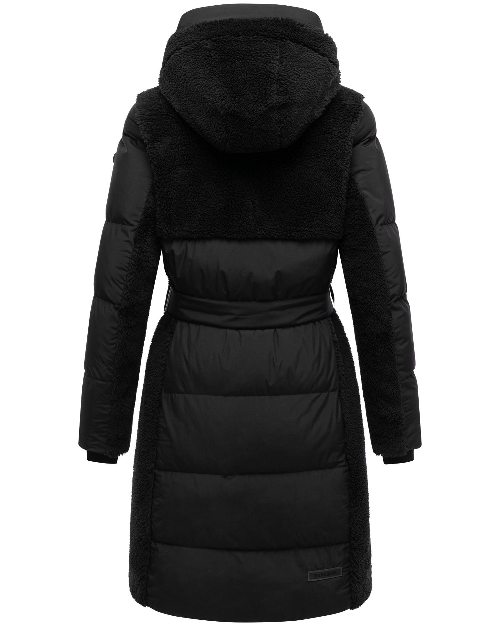 Navahoo Wintermantel Funkelteddy 14 Warmer Mantel mit Teddyplüsch-Akzenten und Taillengürtel