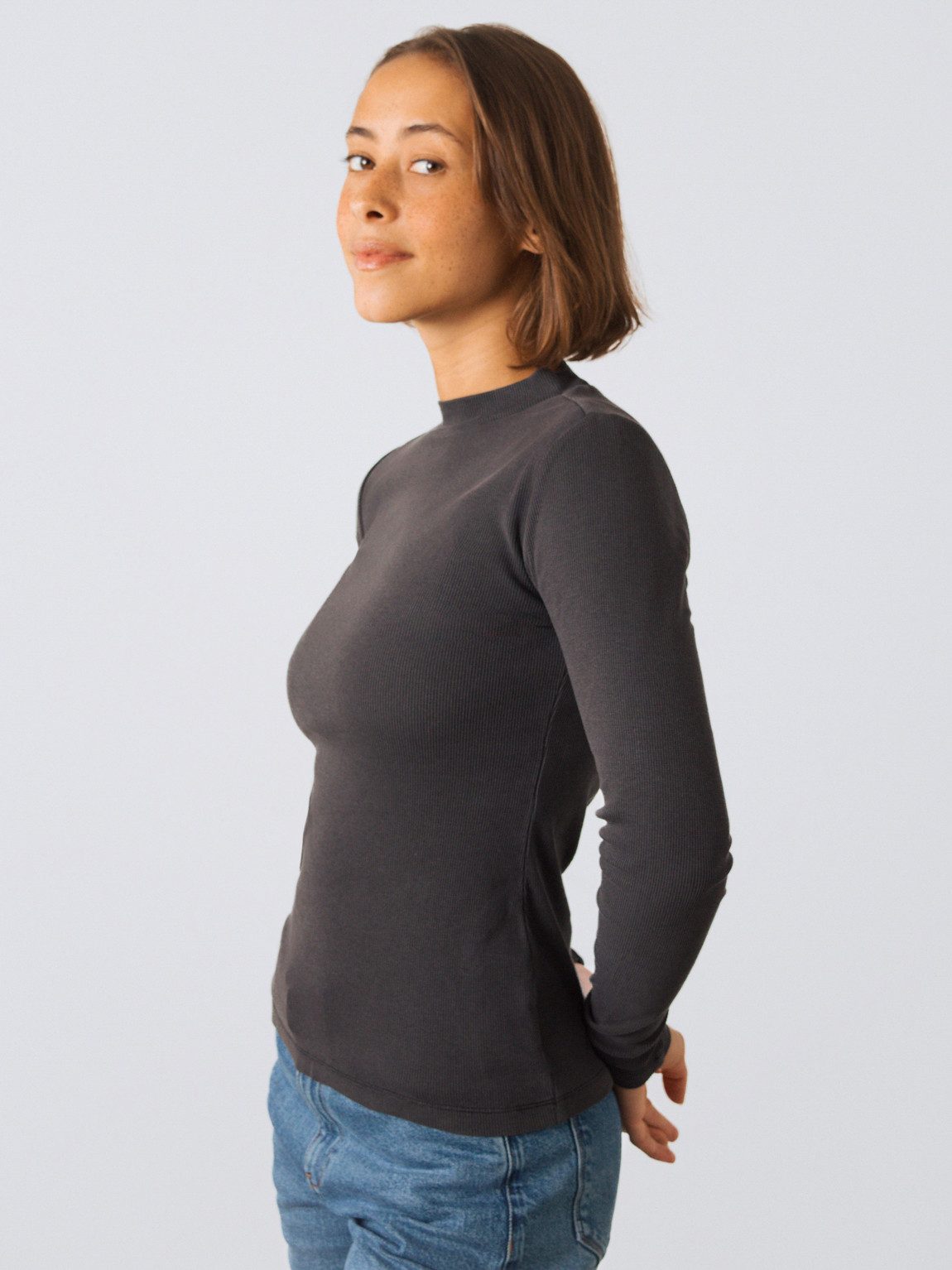 HONEST BASICS Stehkragenshirt aus OCS-zertifizierter Bio-Baumwolle günstig online kaufen