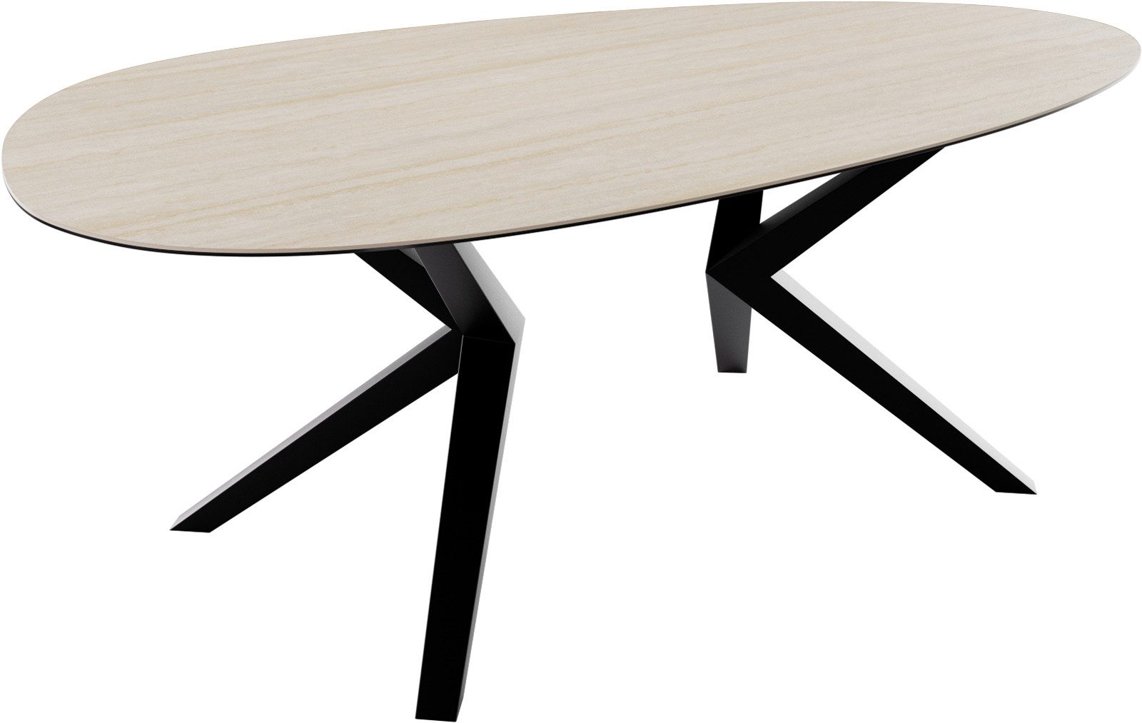 DELIFE Esstisch Edge, Oval Keramik Laminam®Travertino günstig online kaufen