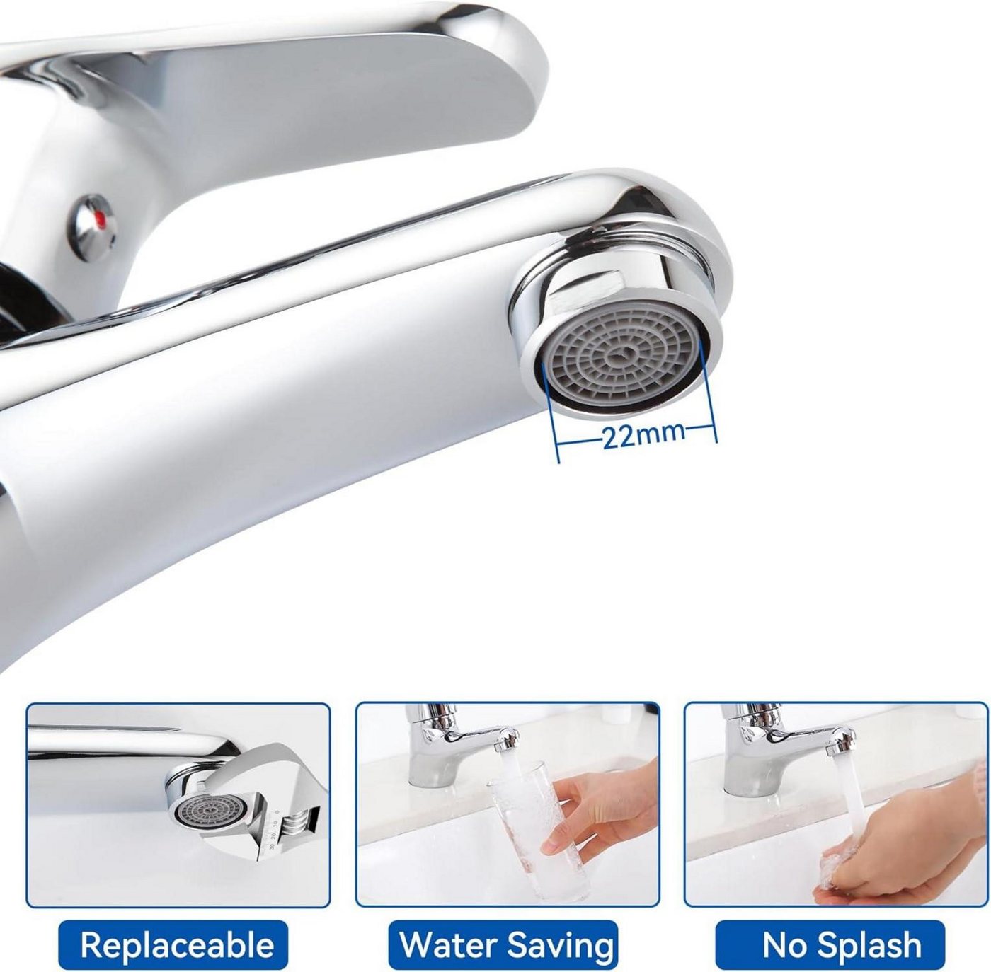 Thumbnail - LuxusKollektion Waschtischarmatur Wasserhahn Bad Klein Chrom Einhandmischer Waschtischarmatur