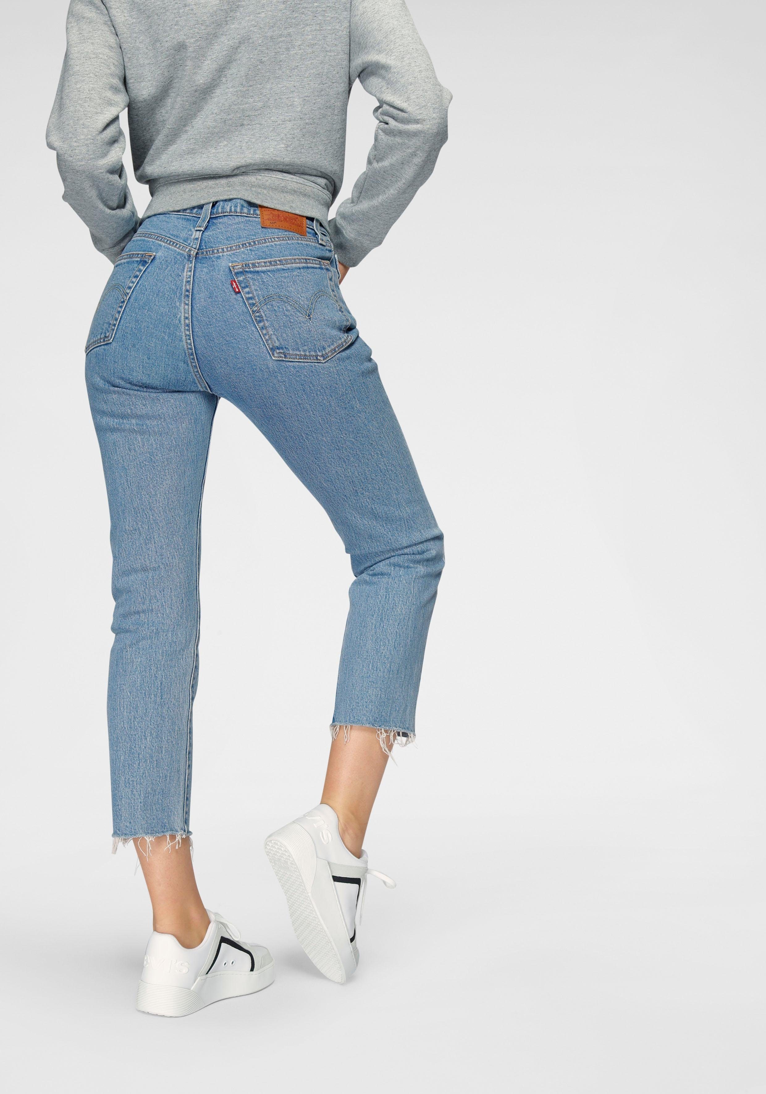 Levi's 501 Crop Jeans With Frayed Hem In Blue Lyst, 46% OFF