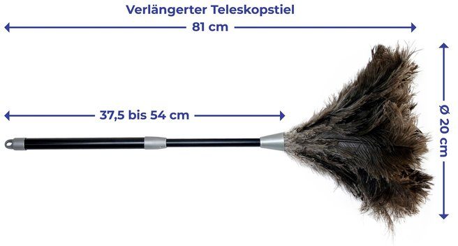 Maximex Staubwedel Straußenfeder Staub-Magnet, Staubbesen mit 100% echten Straußenfedern, ausziehbarer Teleskopstiel