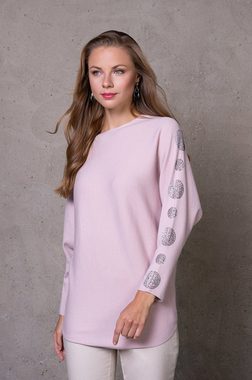 Passioni Strickpullover Hochgeschlossener Pullover mit überschnittenen Ärmeln und Kreismuster