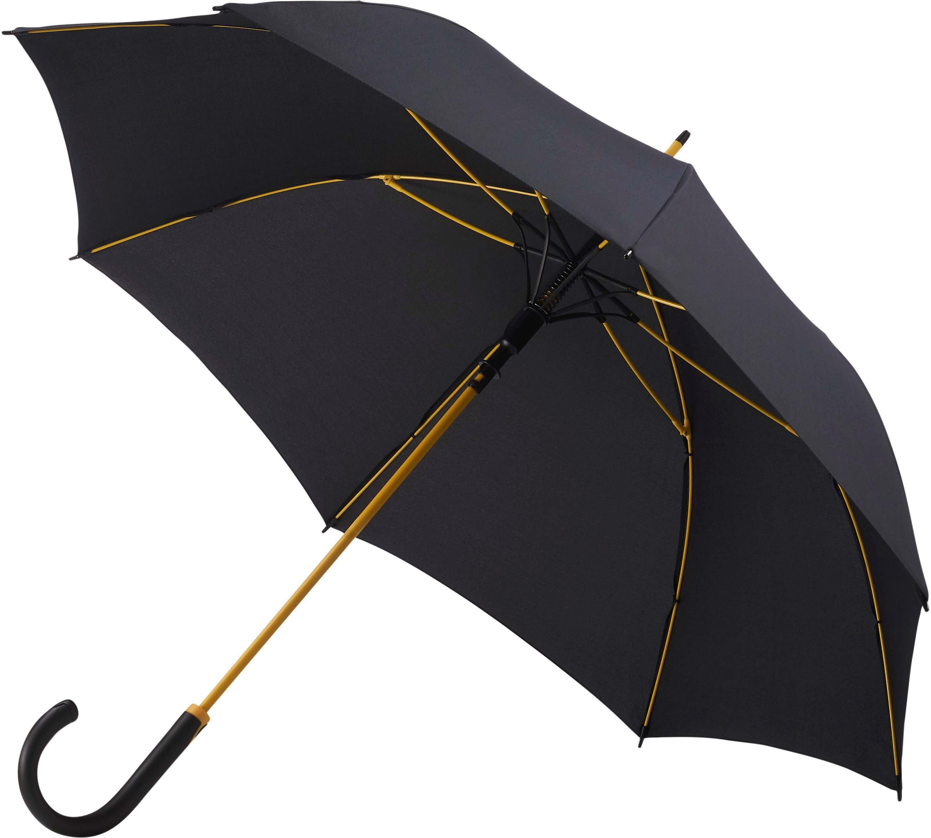 Damen Regenschirme doppler® Stockregenschirm Fiber Party Automatic, black/yellow
