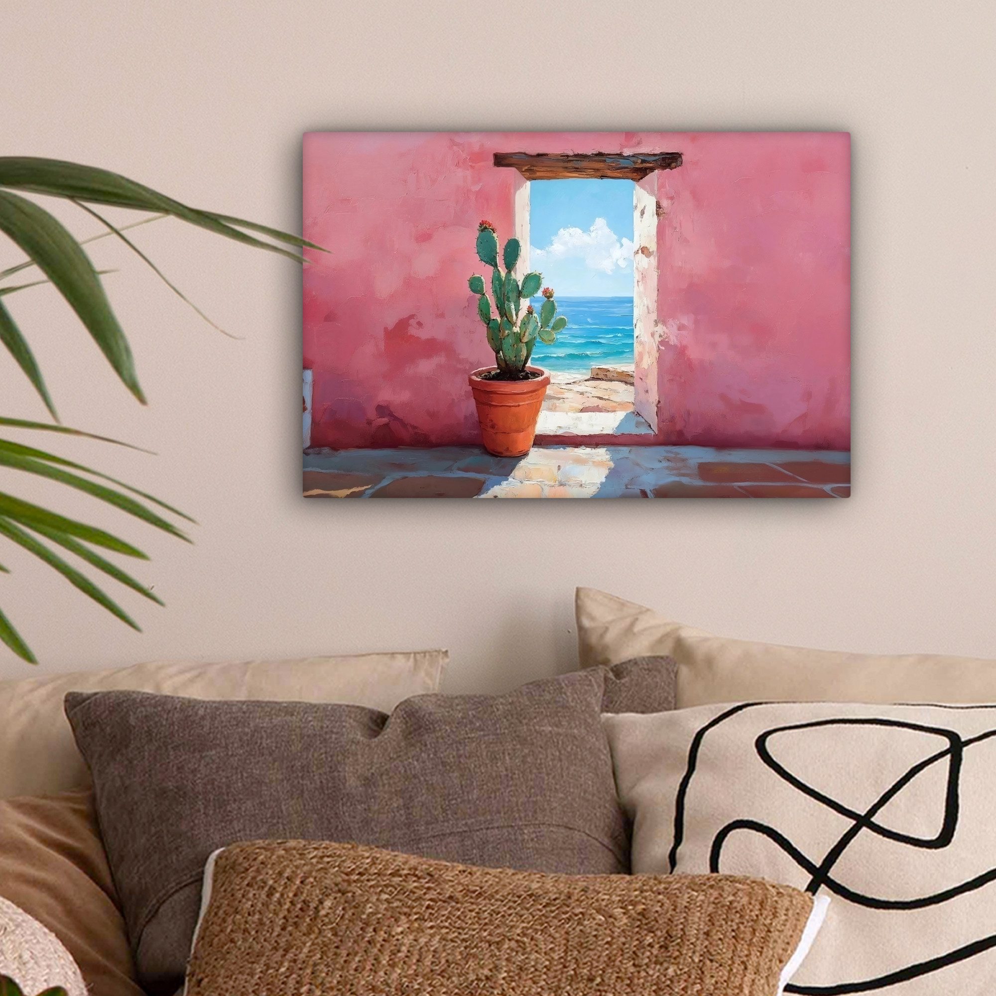 OneMillionCanvasses® Leinwandbild Meer - Rosa - Kaktus, Fotodruck (1 St), L günstig online kaufen