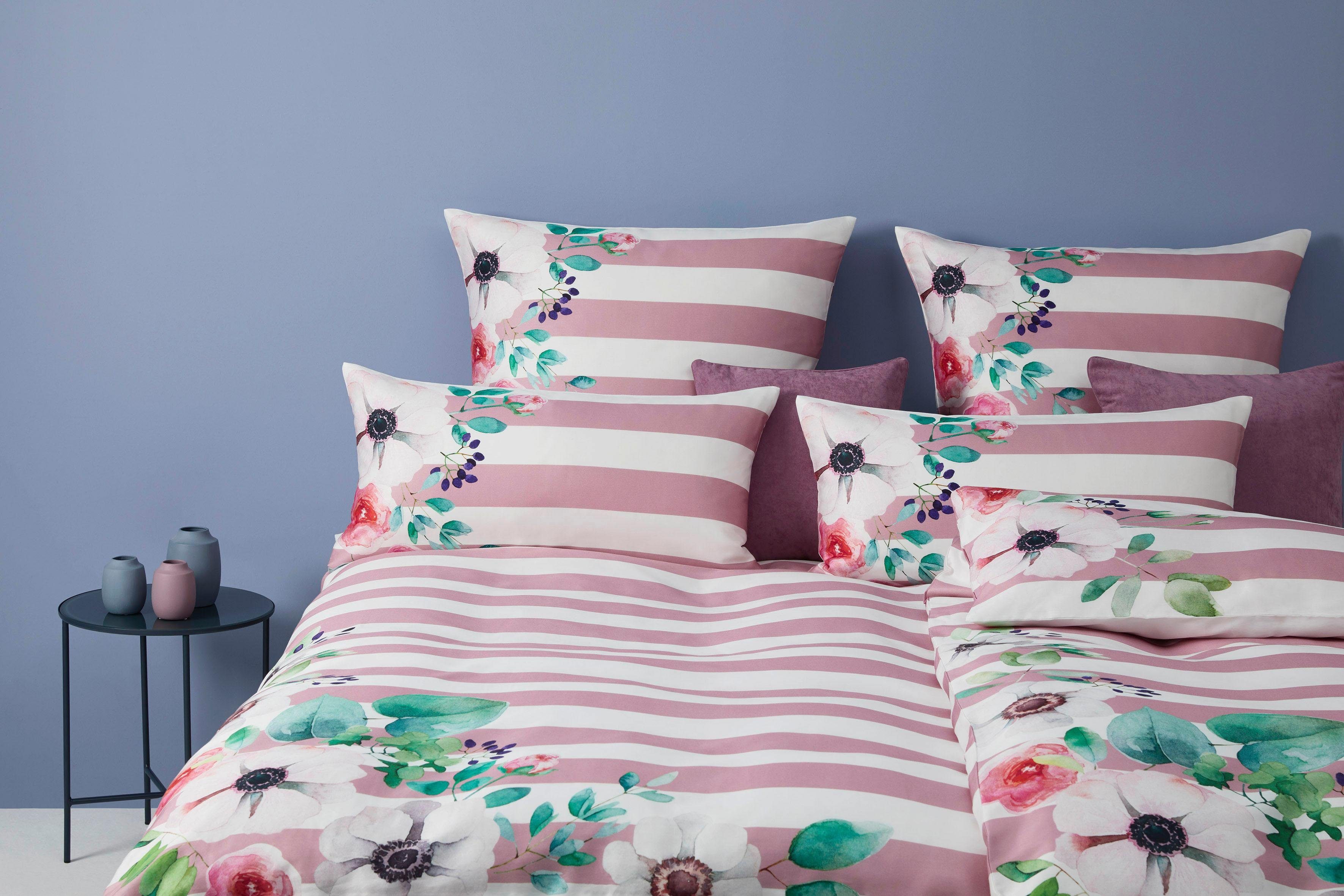 Bettwäsche »Frame«, Yes for Bed, mit Streifen und Blumen-HomeTrends