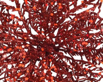 Decoris season decorations Weihnachtsbaumklammer, Weihnachtsstern - Kunststoff Blume auf Clip 23cm rot