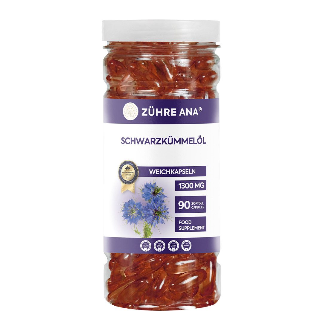 Zühre Ana® Schwarzkümmelöl Öl Weichkapseln 90 Stück–Natürliche Nahrungsergänzung Kapseln, 90 g