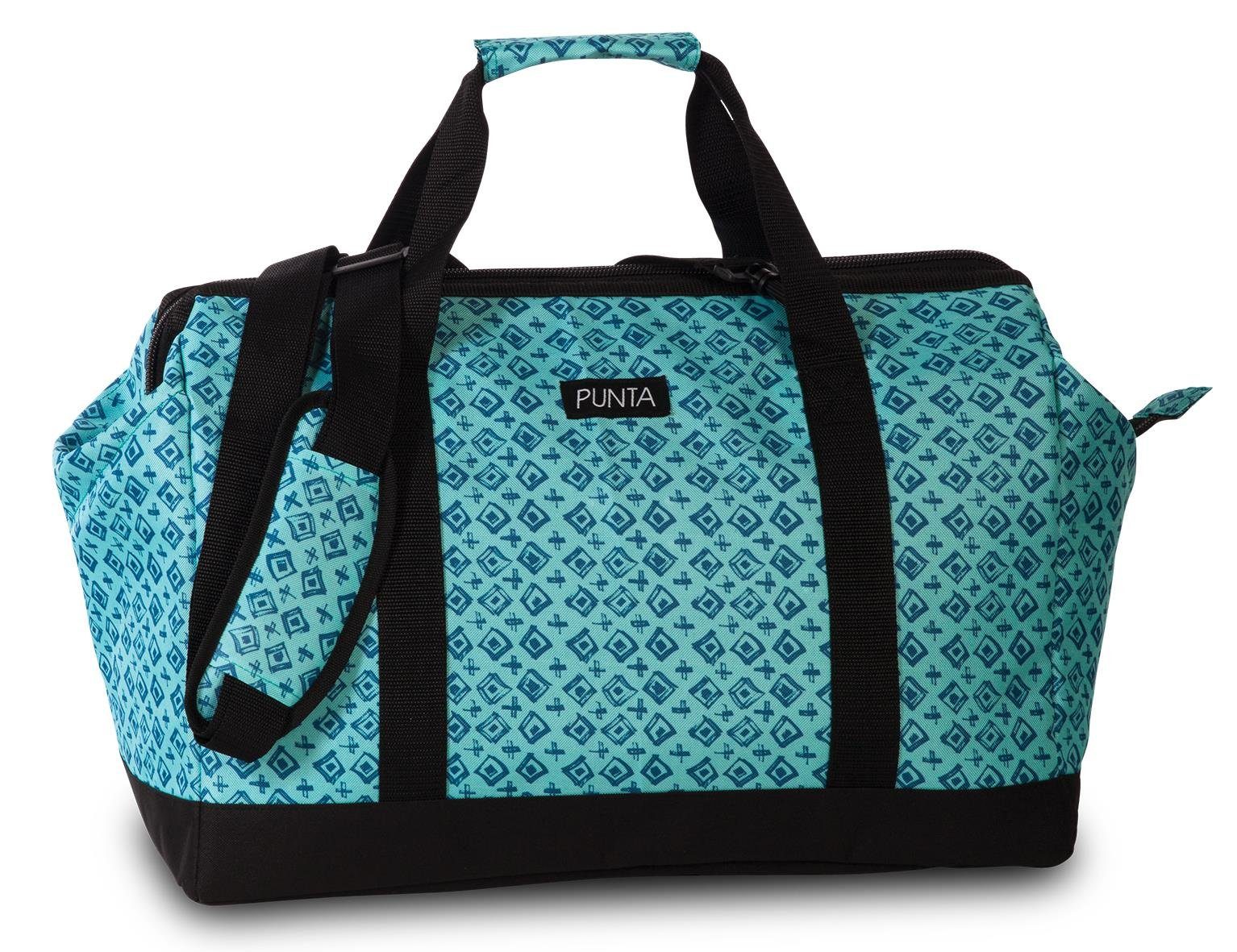PUNTA Reisetasche ausgefallene Weekendertasche Bügelreisetasche grün gemustert
