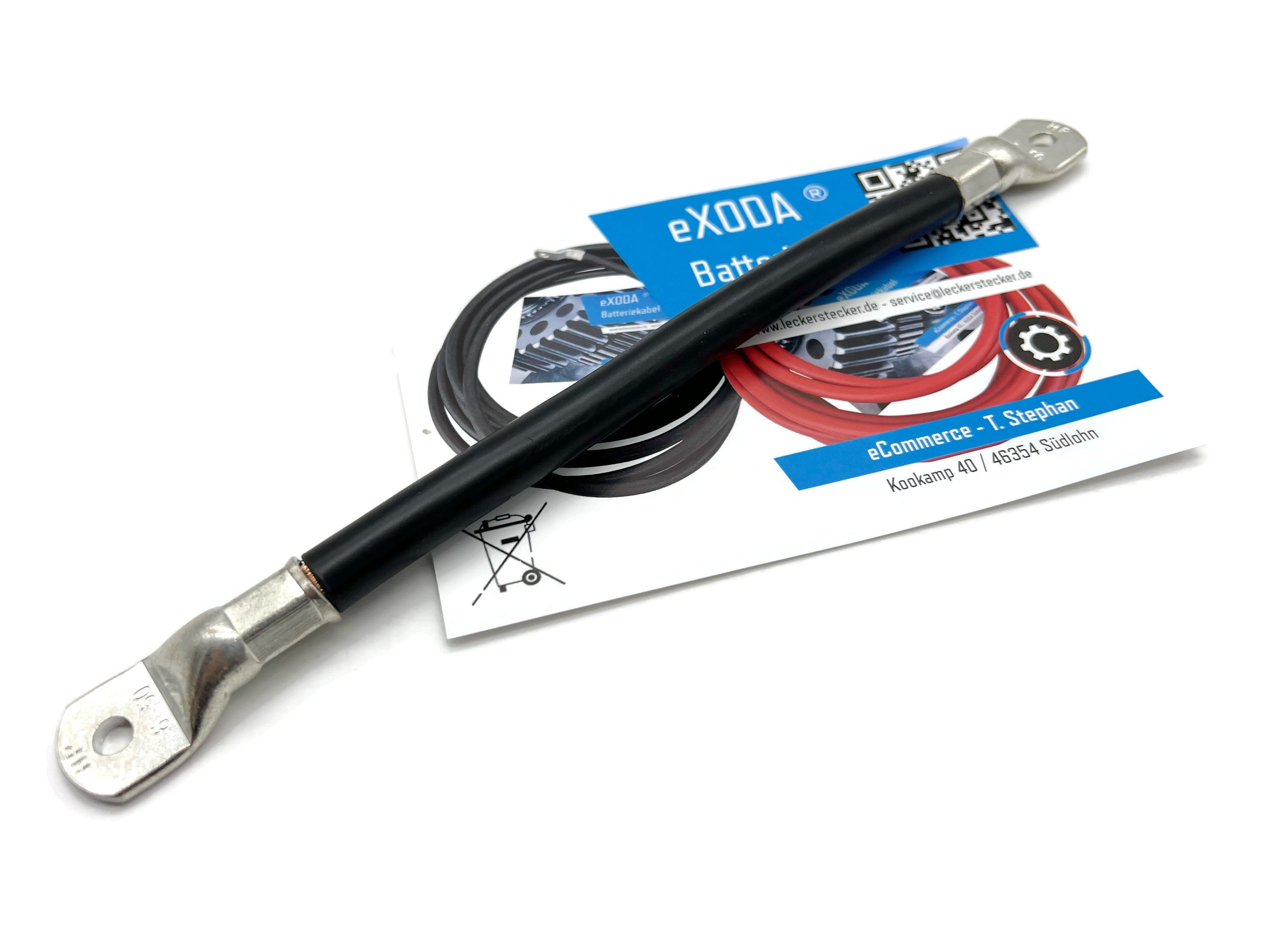 eXODA 50 mm2 M6 M6 Batteriekabel, Schwarz, (20 cm), 99% Kupfer