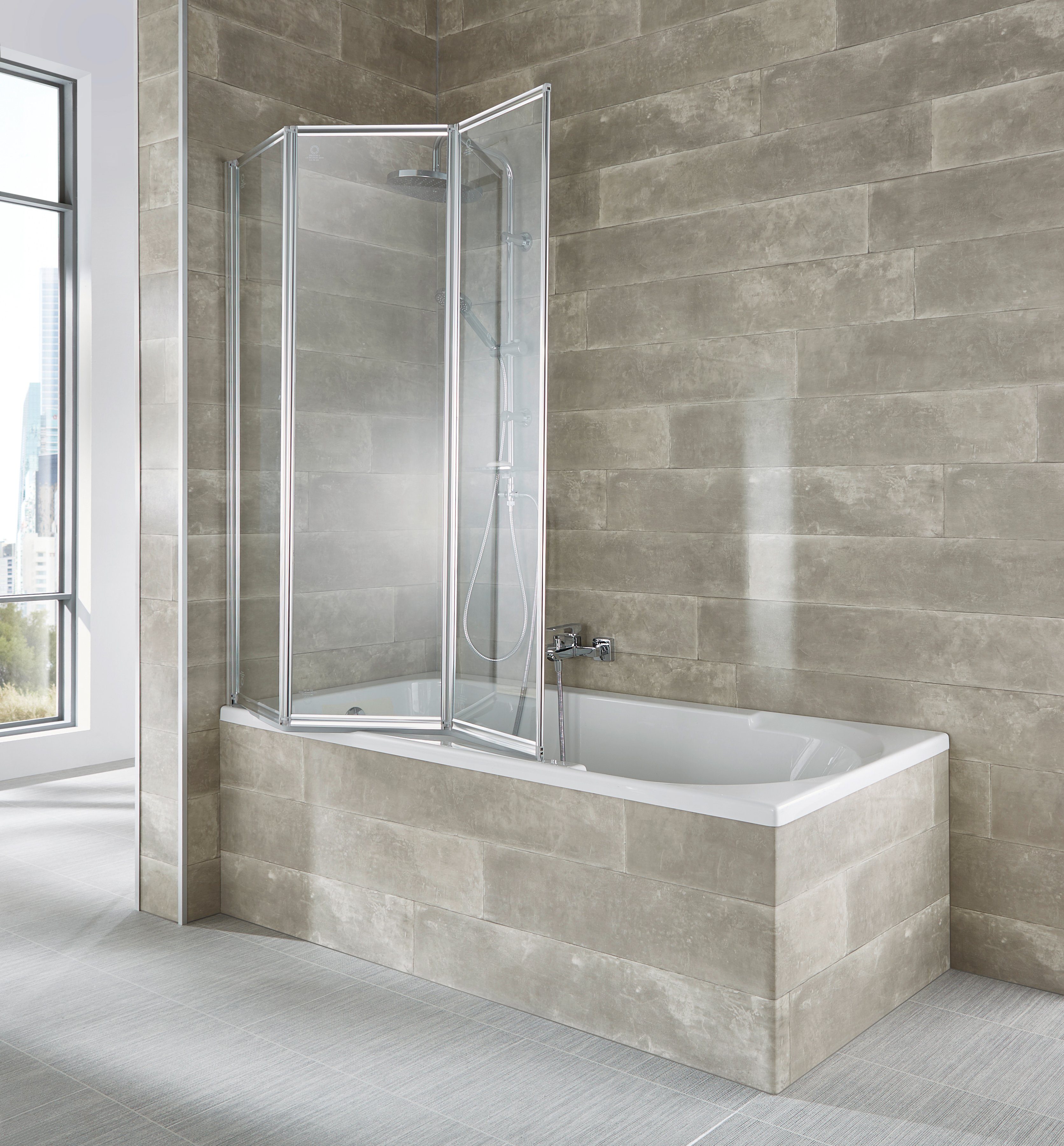 welltime Badewannenaufsatz Nassau, Einscheibensicherheitsglas, (3 tlg), Badewannenfaltwand, Spritzschutzwand für Badewanne, Glaswand – Bild 2 von 5