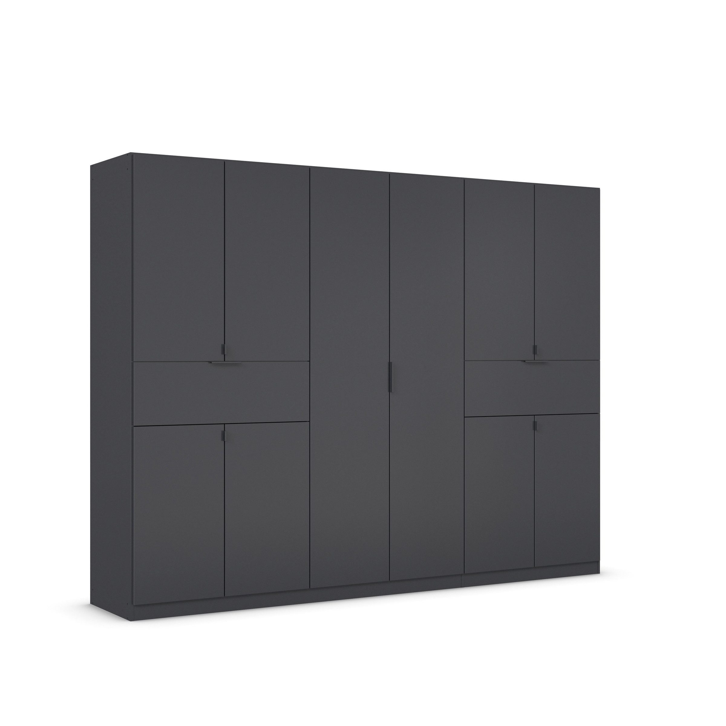 freiraum Drehtürenschrank Ticao 2 Schübe, 3 Böden, 3 Stangen, grau metallic - 271x210x54cm (BxHxT)