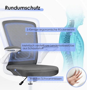 KERDOM Bürostuhl (Bürostuhl ergonomisch: Schreibtischstuhl mit verstellbarem Sitz), Bürostuhl, Ergonomischer Schreibtischstuhl mit Klappbaren Armlehnen