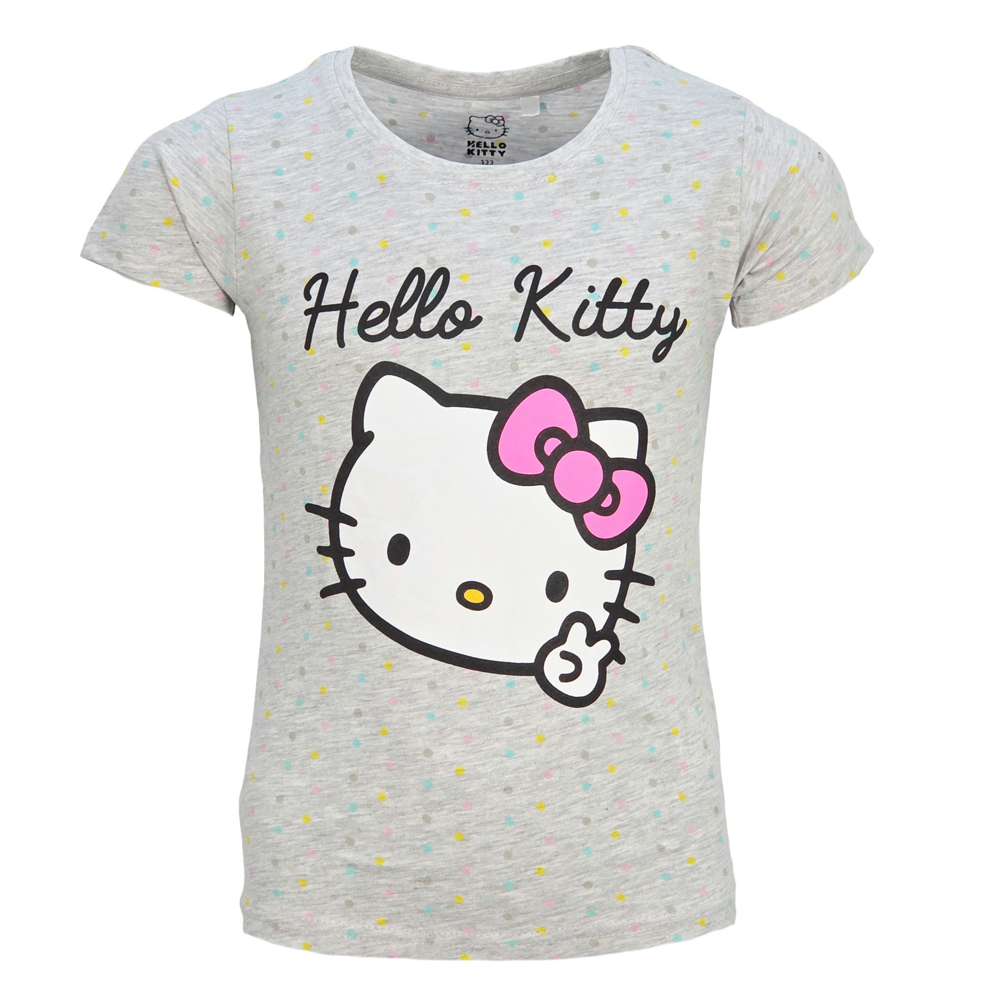 Hello Kitty Print-Shirt Hello Kitty Kinder Mädchen kurzarm T-Shirt Shirt 100% Baumwolle, Gr. 104 bis 134