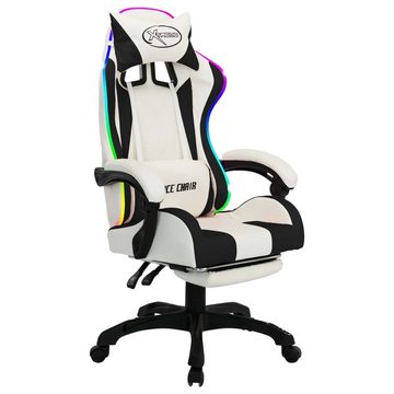vidaXL Bürostuhl Gaming-Stuhl mit RGB LED-Leuchten Schwarz und Weiß Kunstleder