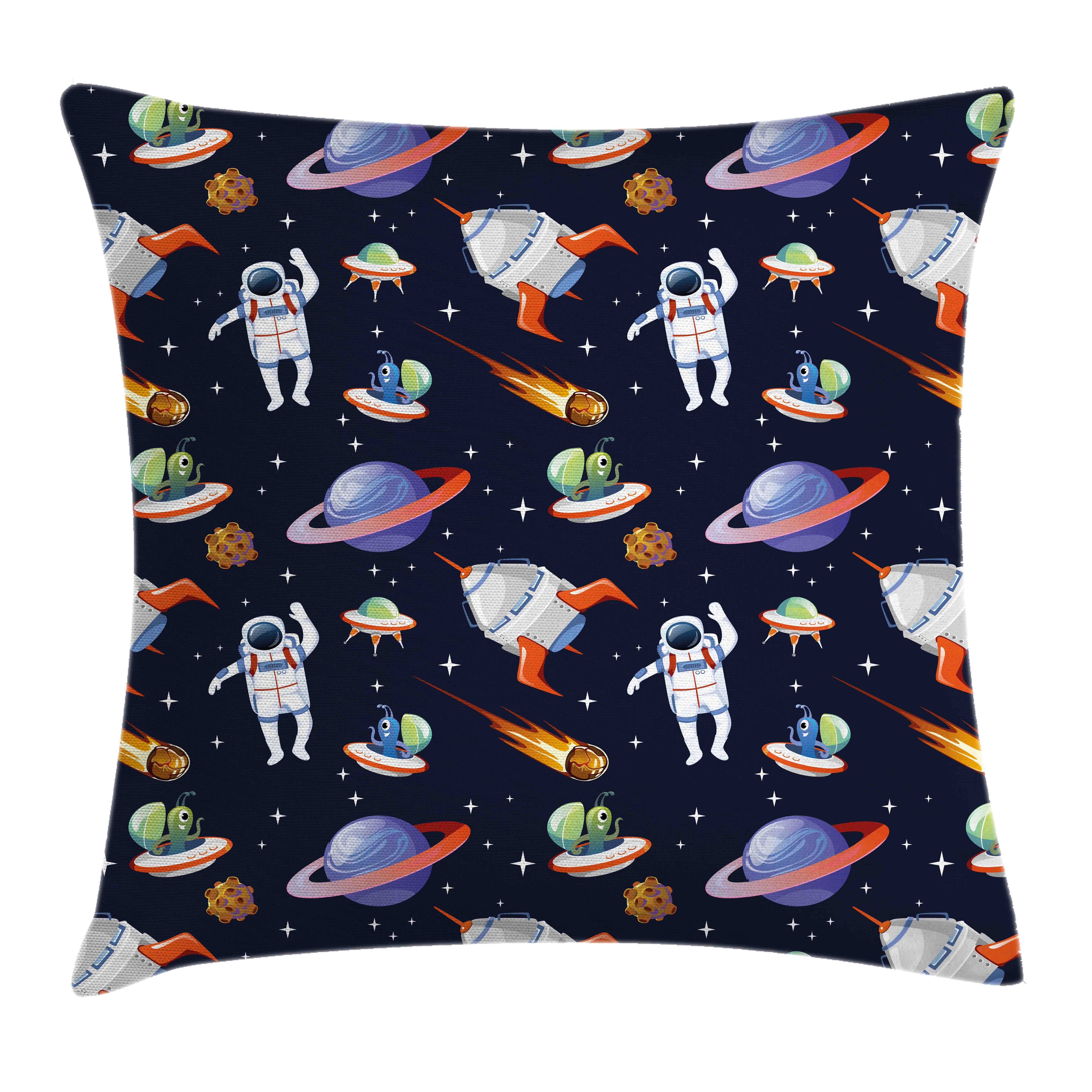 Kissenbezüge Waschbar mit Reißverschluss Kissenhülle Farben Beidseitiger Astronaut Ausländer UFO Stück), Farbfesten Asteroid Druck, mit Klaren Galaxy (1 Abakuhaus