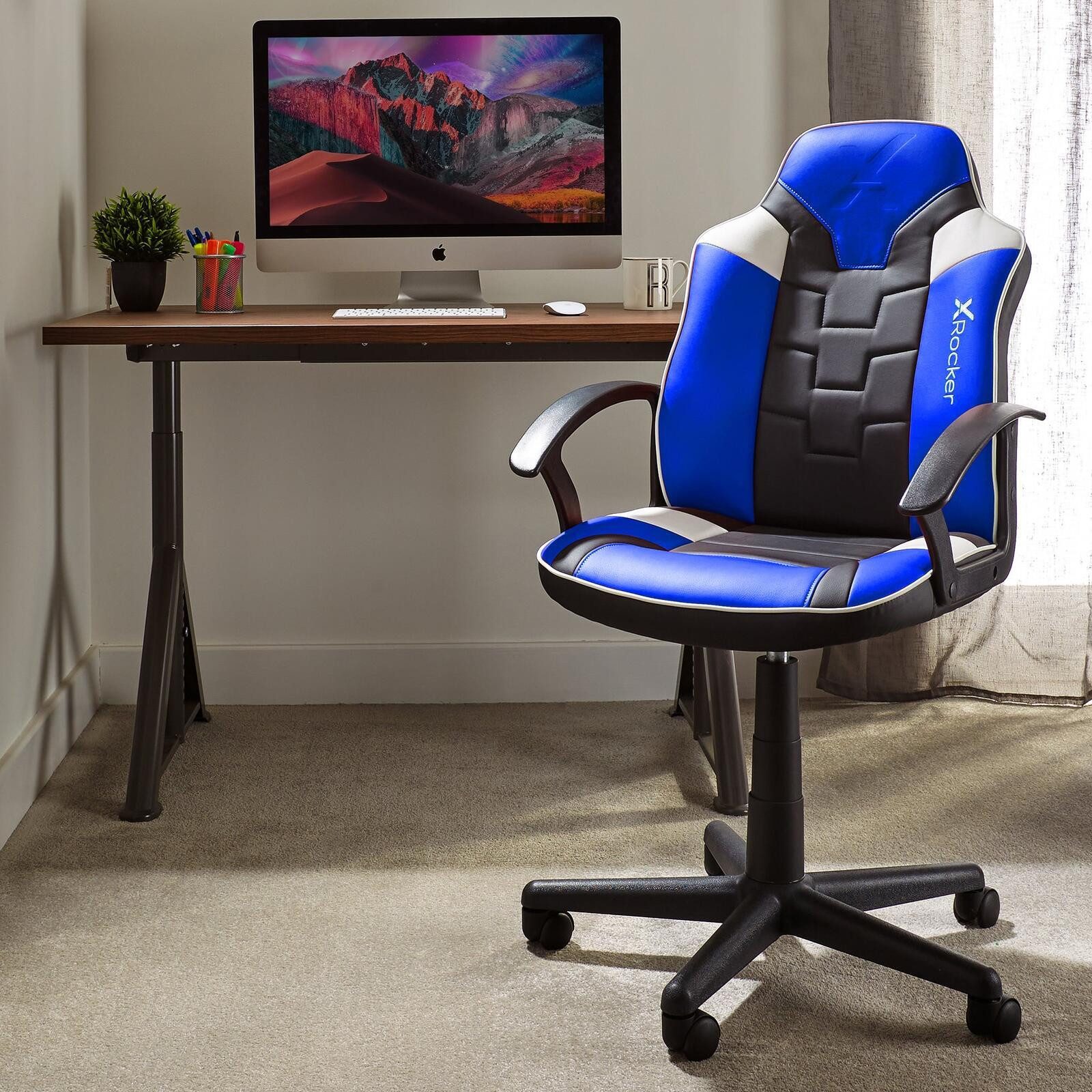 X Rocker Gaming-Stuhl Saturn Gaming-Bürostuhl - blau/schwarz