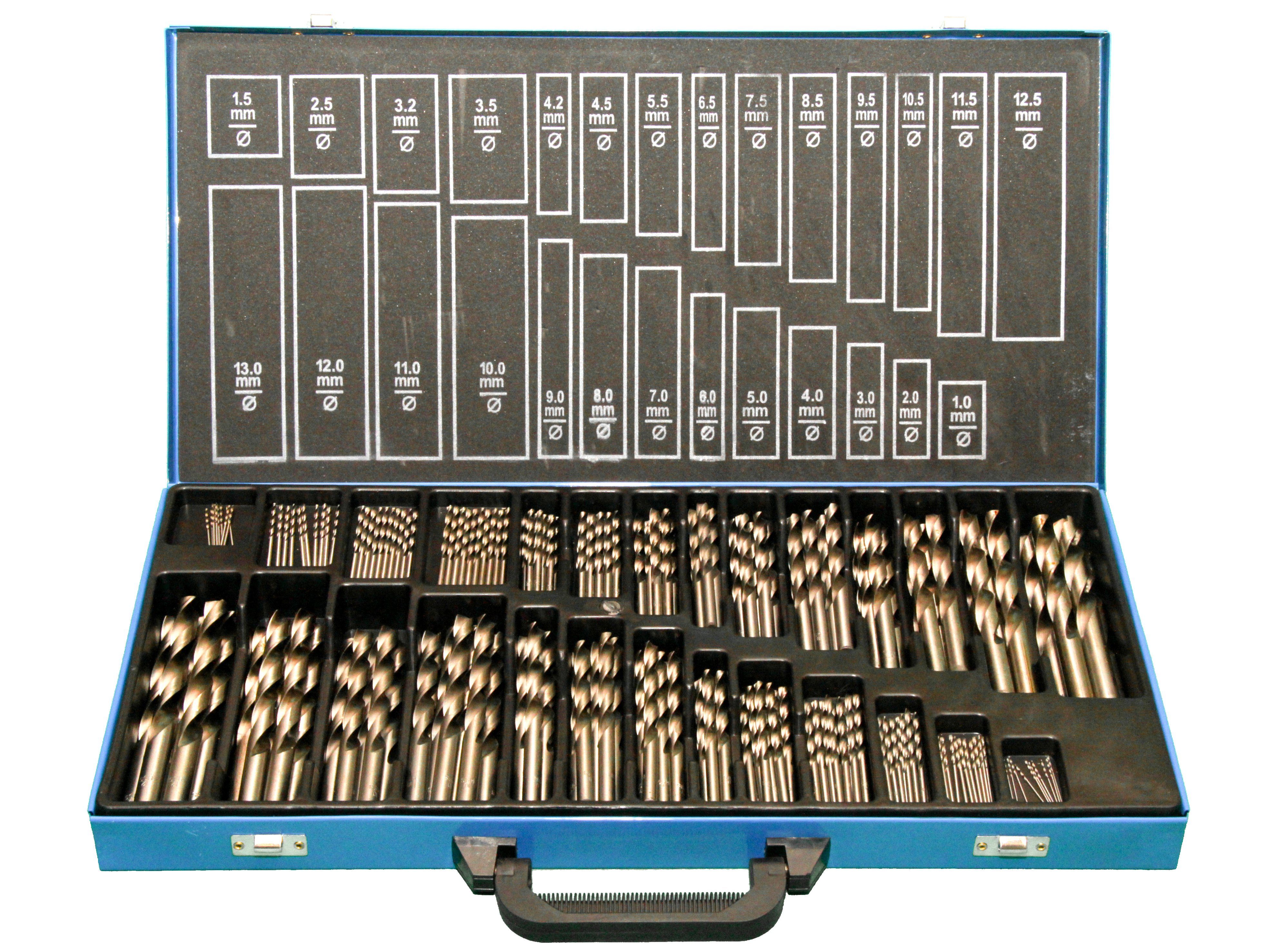 PeTools Metallbohrer Spiralbohrer 230tlg HSS-R EG (1- 13mm) Metall-Bohrer, Stahl DIN338, (230-tlg), HSS-R Qualität, Kanten geschliffen (EG - edge ground)