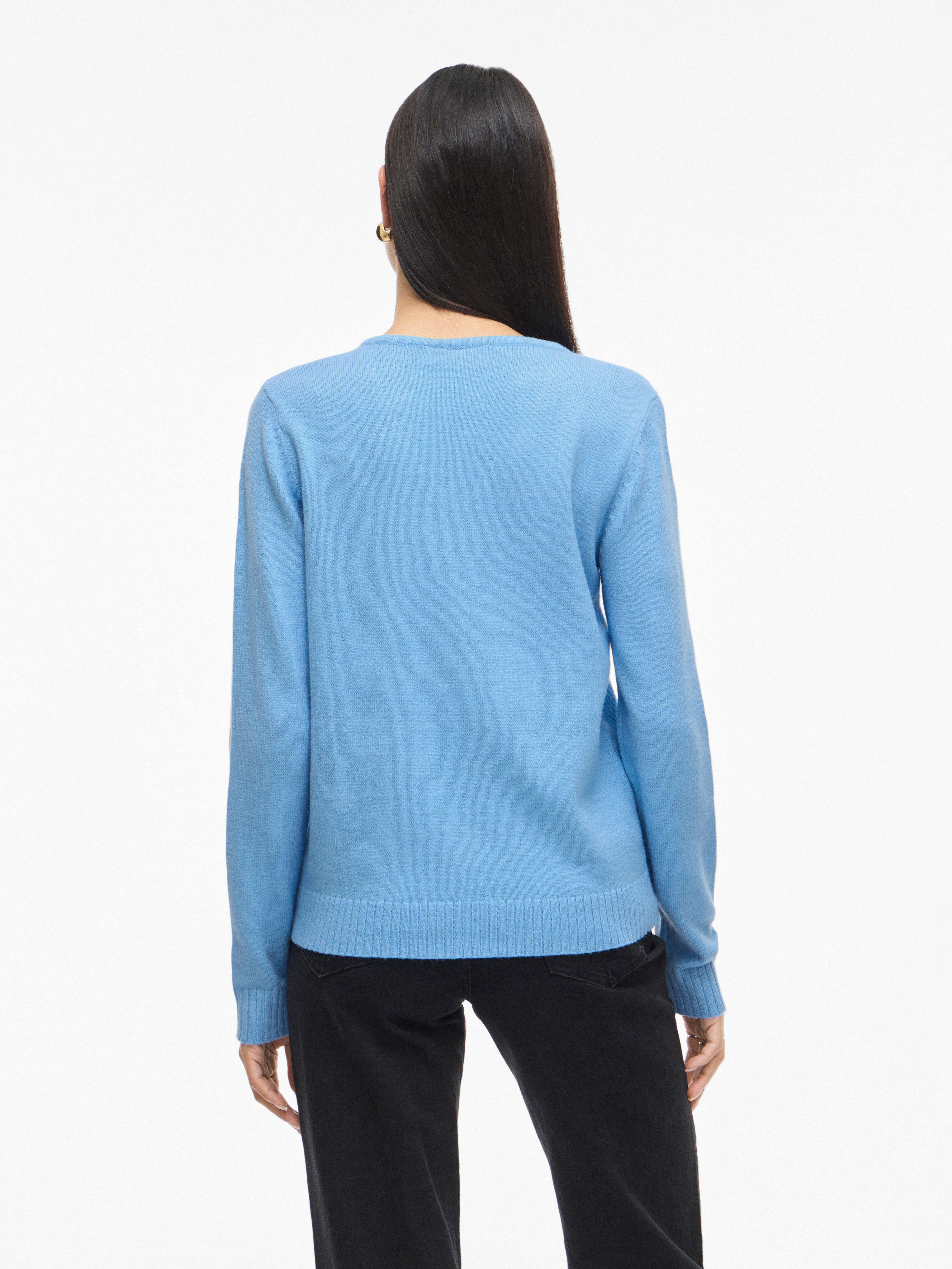 Vila V-Ausschnitt-Pullover VIRIL V-NECK L/S KNIT TOP - NOOS Materialmix, regular fit