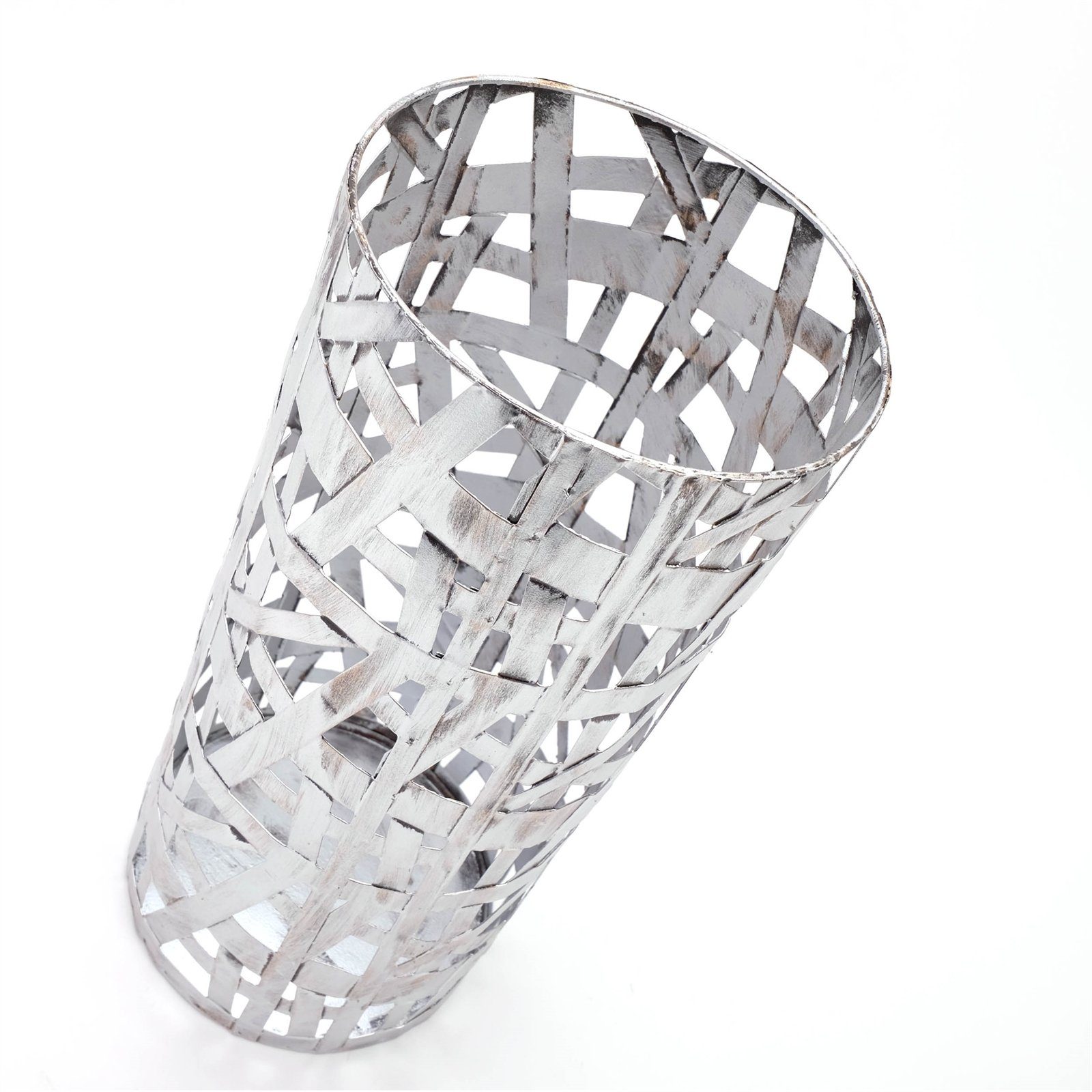 DESIGN DELIGHTS Schirmständer SCHIRMSTÄNDER "CHICAGO", Metall, antik-silber, 50 cm, Flechtmuster