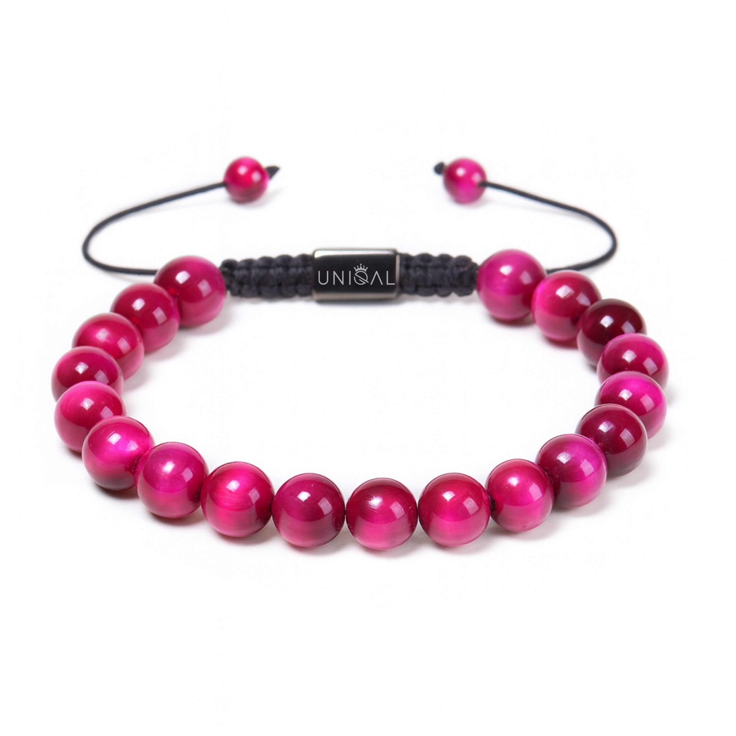 UNIQAL.de Perlenarmband aus Natur- & Edelstein – Unisex, 8 mm (einreihiges Natursteinarmband, verschiedene Farben & Steinsorten), verstellbar, handgefertigt