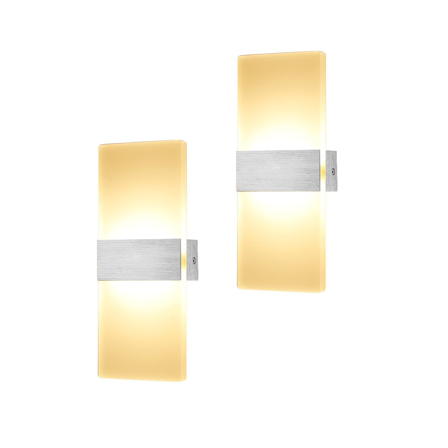 Clanmacy LED Wandleuchte 2X Wandlampe Flurlampe Badleuchte Effektlampe Strahler 6W/12W, LED fest integriert, Weiß